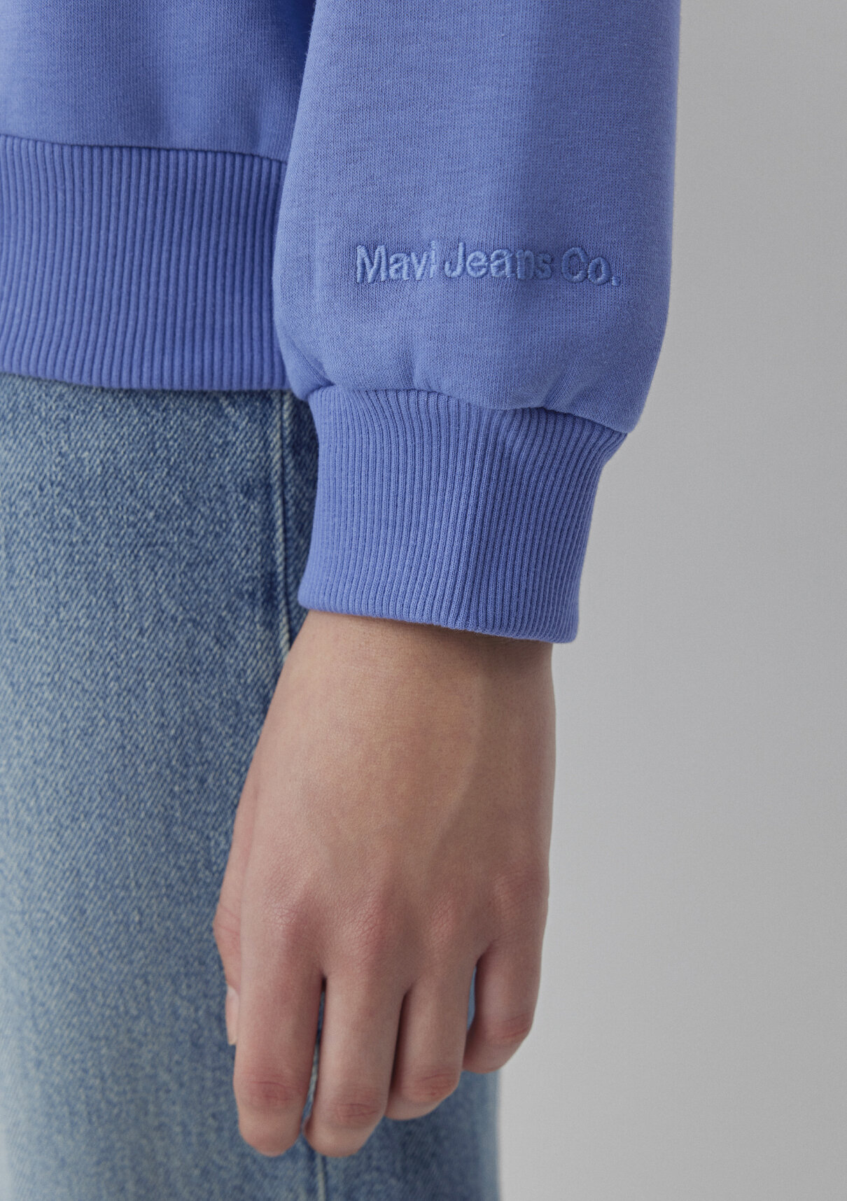 Mavi Bisiklet Yaka Mor Basic Sweatshirt görsel 8
