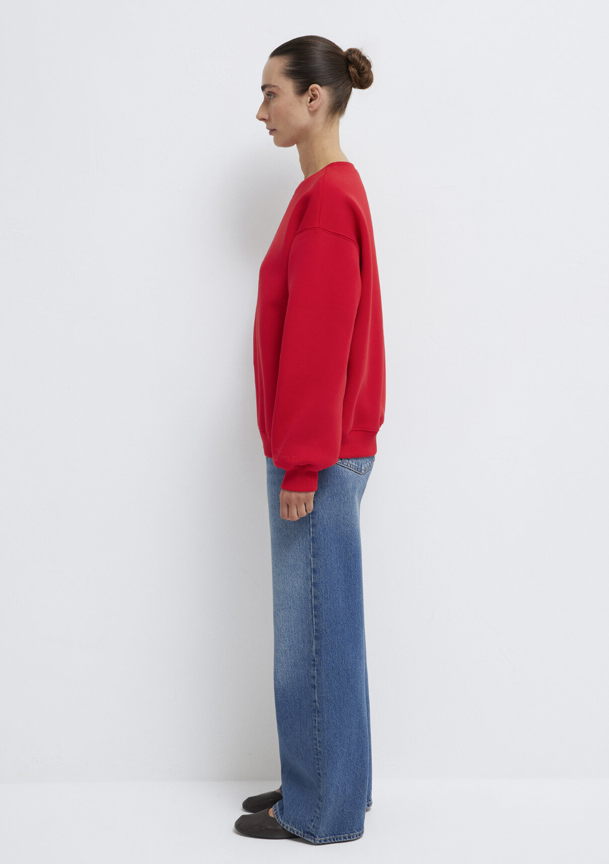 Mavi Bisiklet Yaka Kırmızı Basic Sweatshirt görsel 3