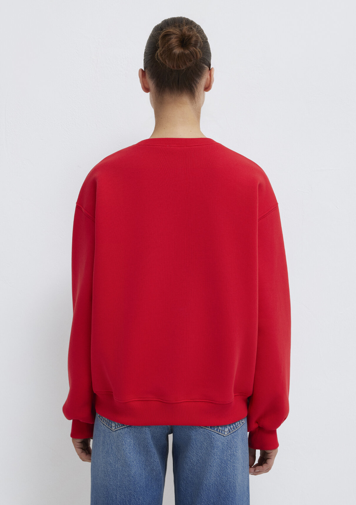 Mavi Bisiklet Yaka Kırmızı Basic Sweatshirt görsel 4