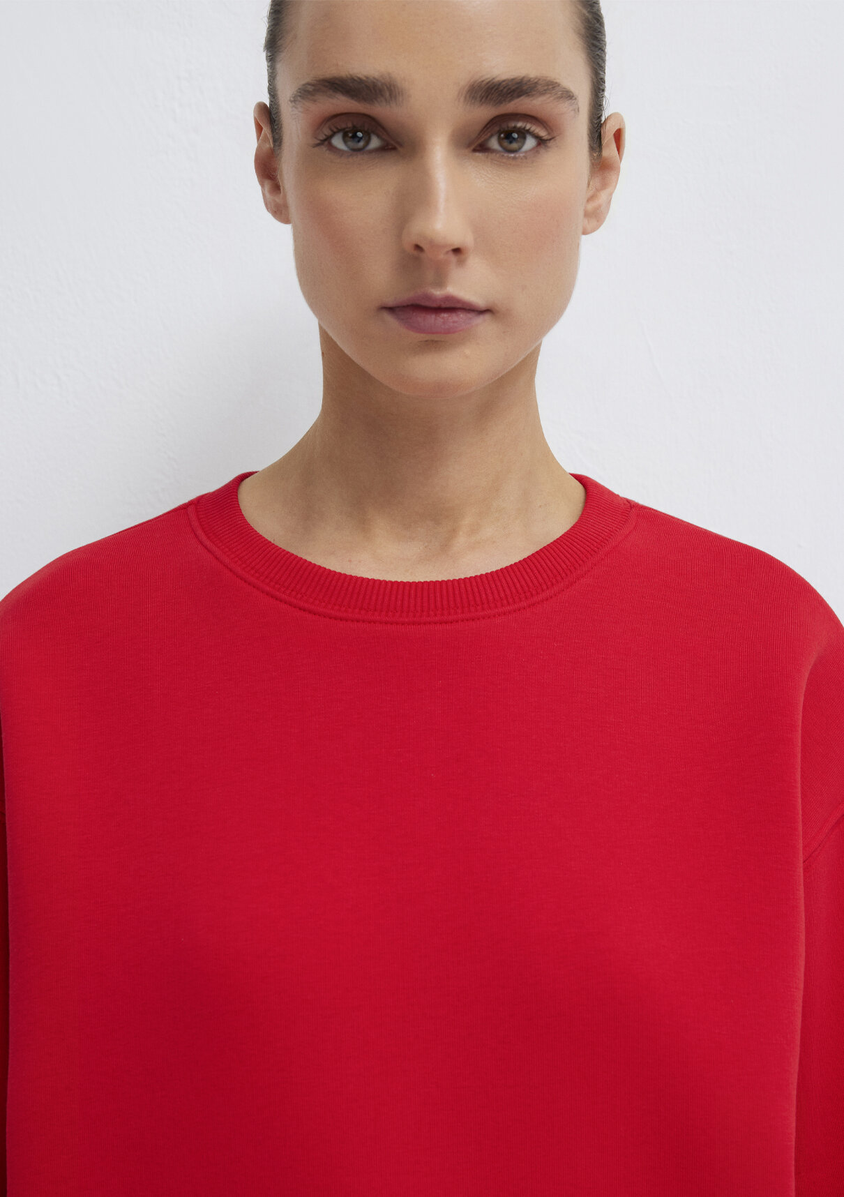 Mavi Bisiklet Yaka Kırmızı Basic Sweatshirt görsel 5