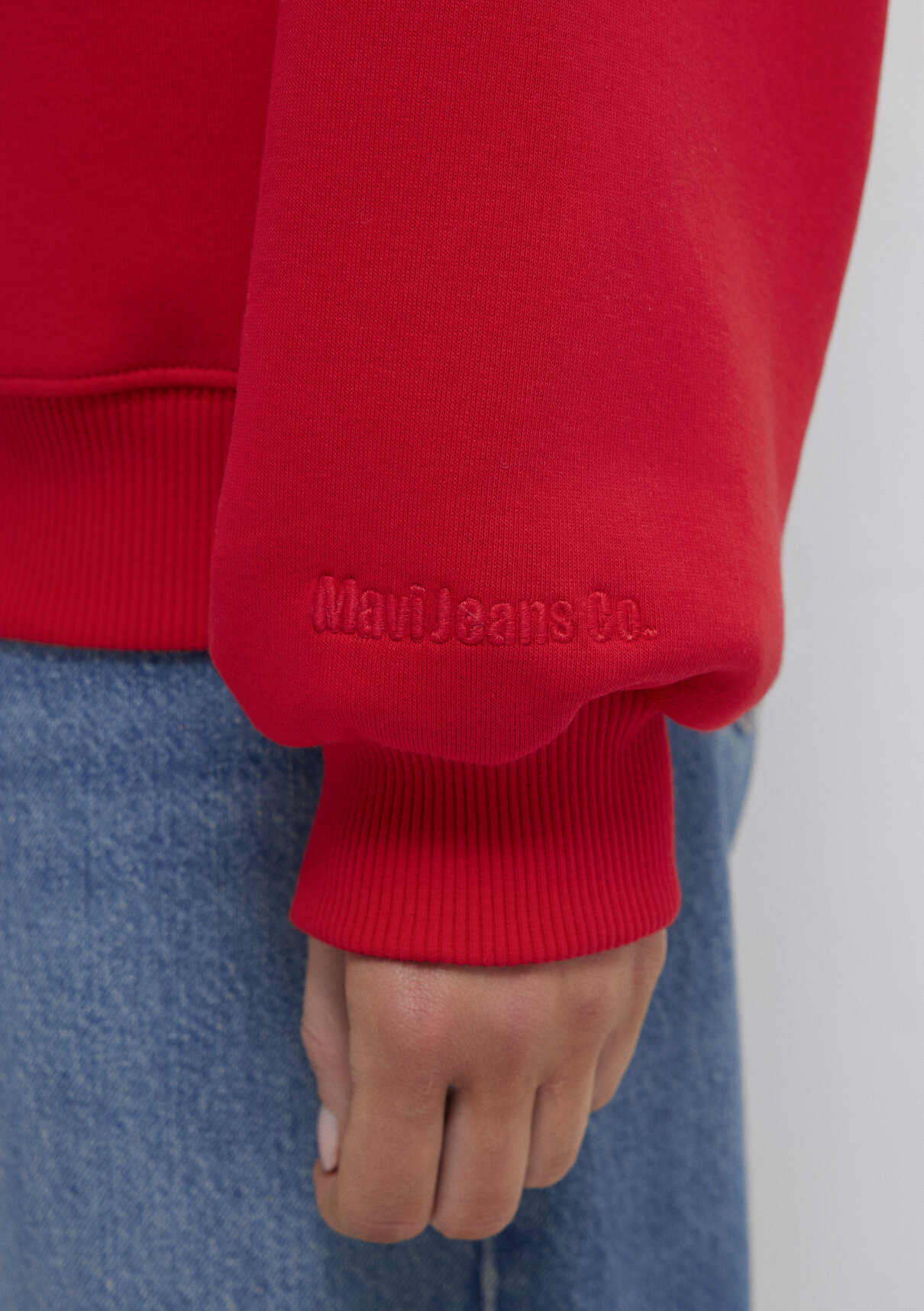 Mavi Bisiklet Yaka Kırmızı Basic Sweatshirt görsel 6