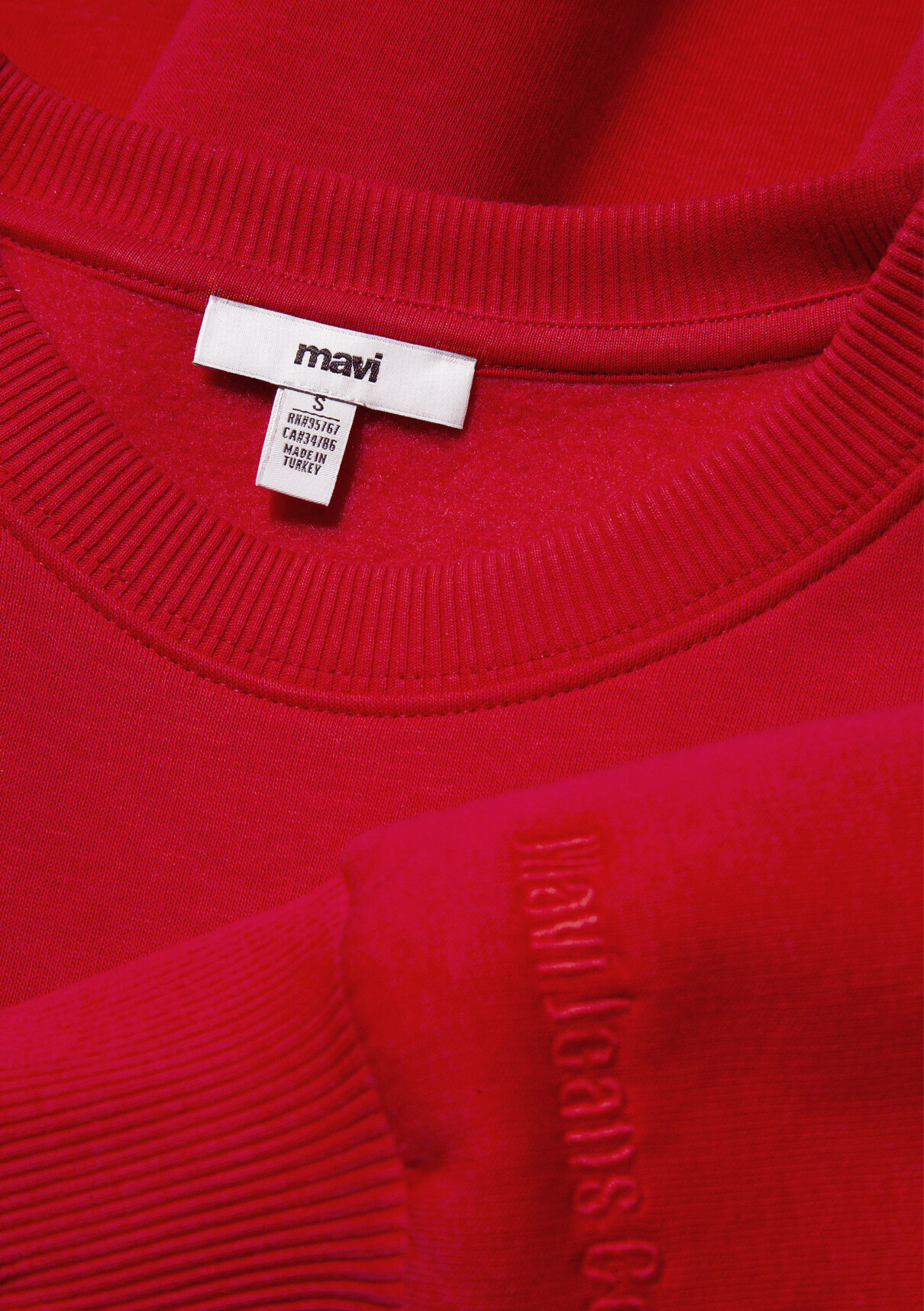Mavi Bisiklet Yaka Kırmızı Basic Sweatshirt görsel 7