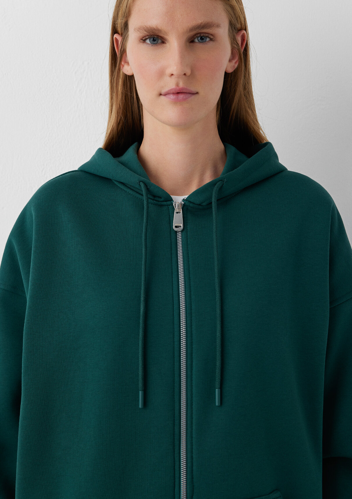 Mavi Kapüşonlu Fermuarlı Yeşil Sweatshirt görsel 6