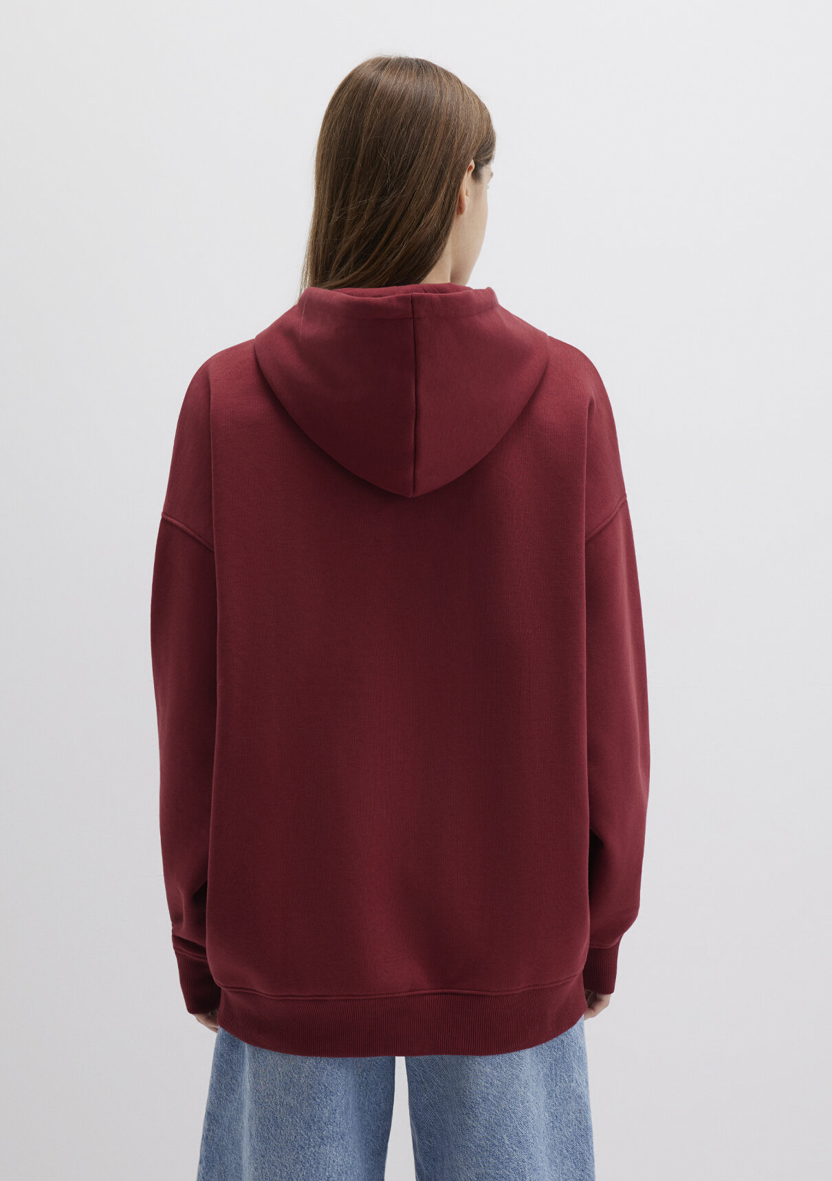 Mavi Kapüşonlu Fermuarlı Bordo Sweatshirt görsel 4