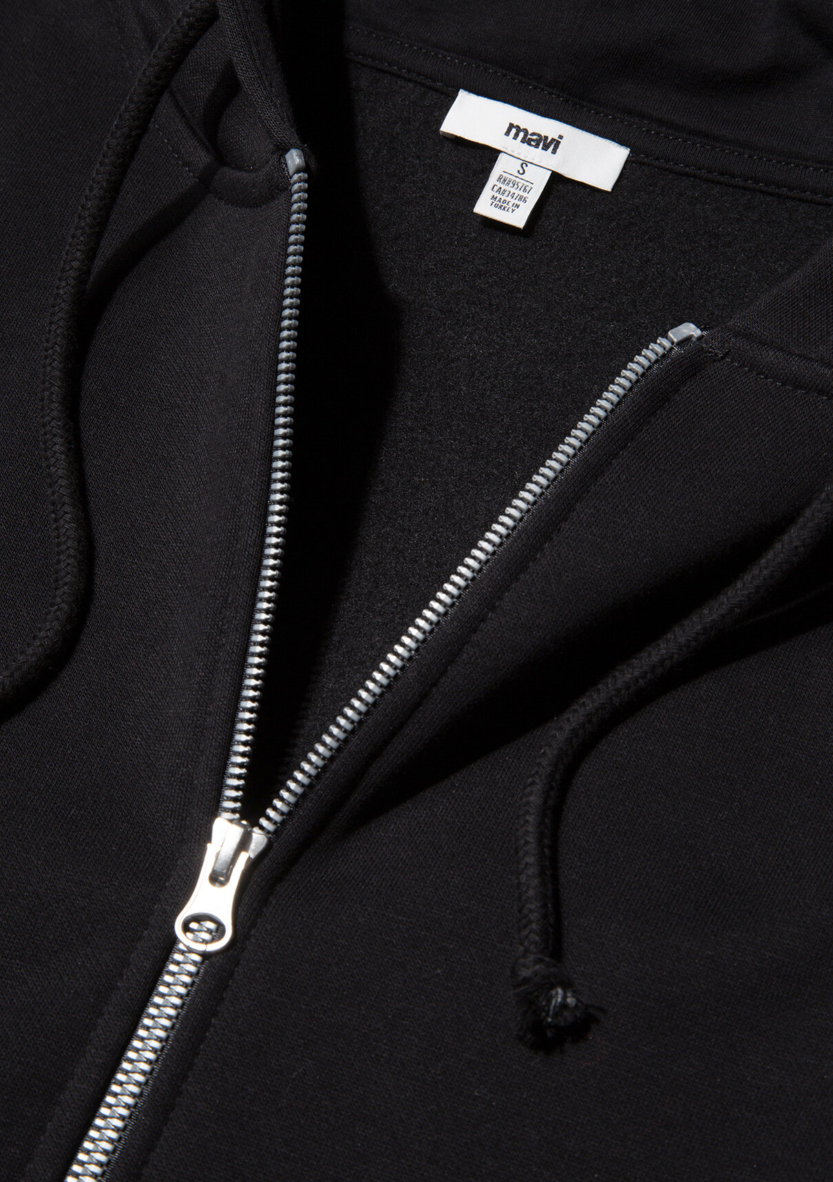 Mavi Kapüşonlu Fermuarlı Siyah Sweatshirt görsel 8