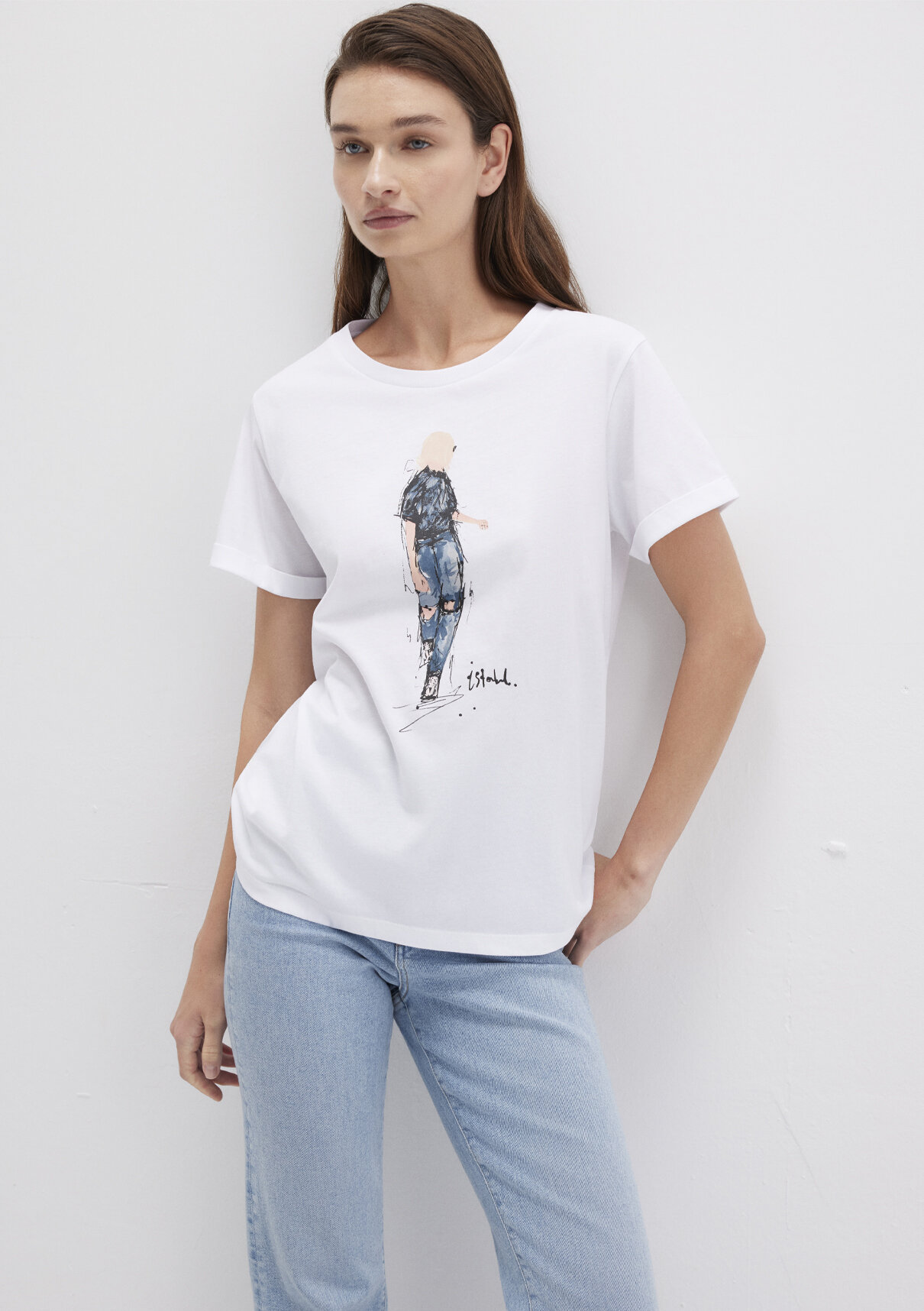 Mavi Denim Kız Baskılı Beyaz İstanbul Tişört görsel 2