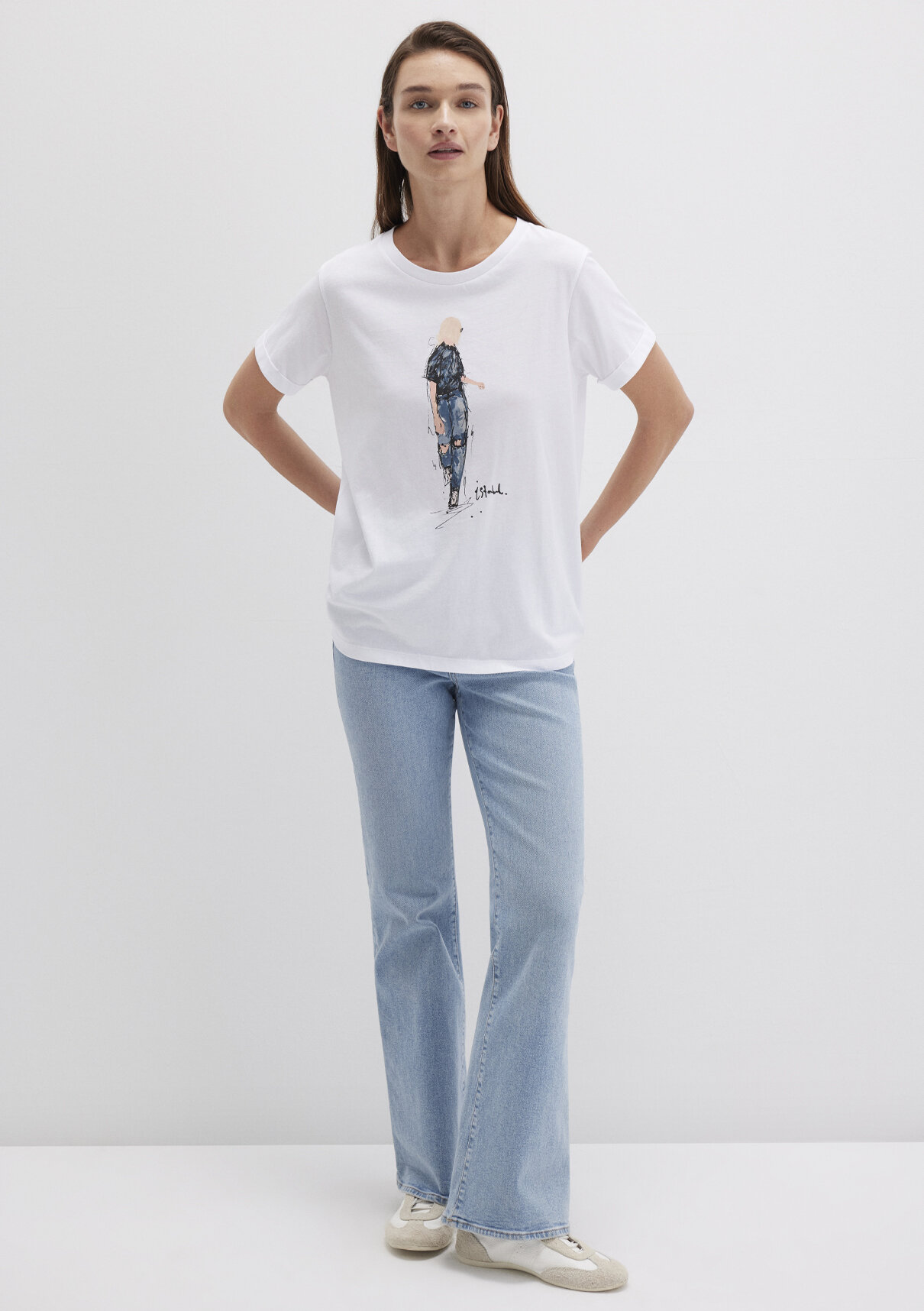 Mavi Denim Kız Baskılı Beyaz İstanbul Tişört görsel 3