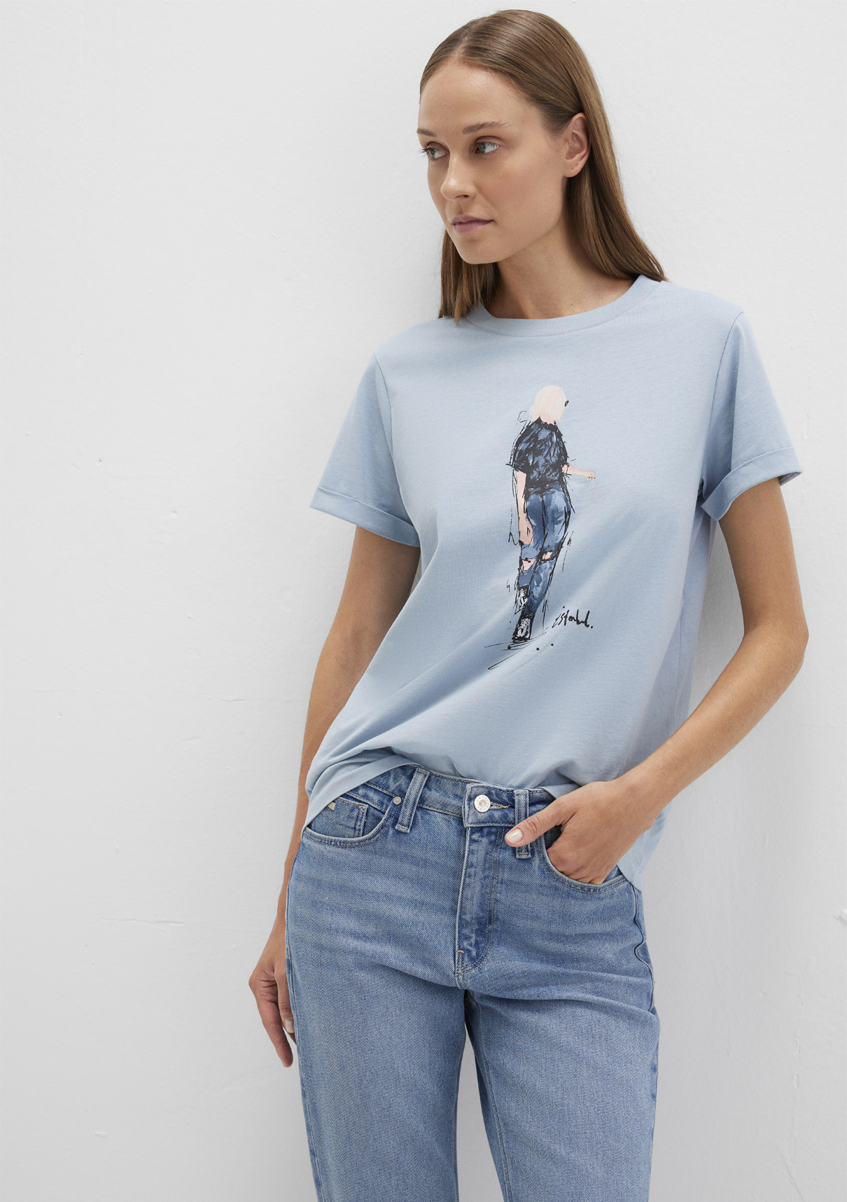 Mavi Denim Kız Baskılı Mavi İstanbul Tişört