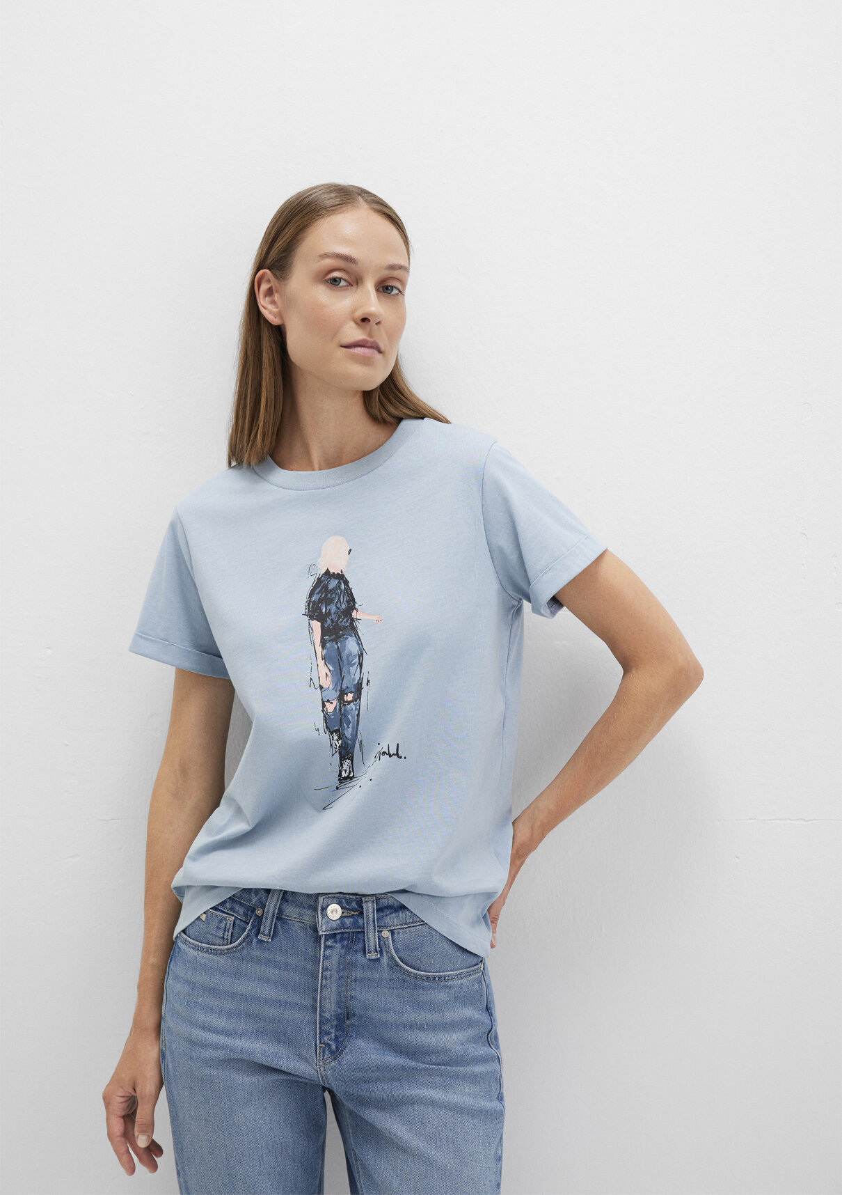 Mavi Denim Kız Baskılı Mavi İstanbul Tişört görsel 2