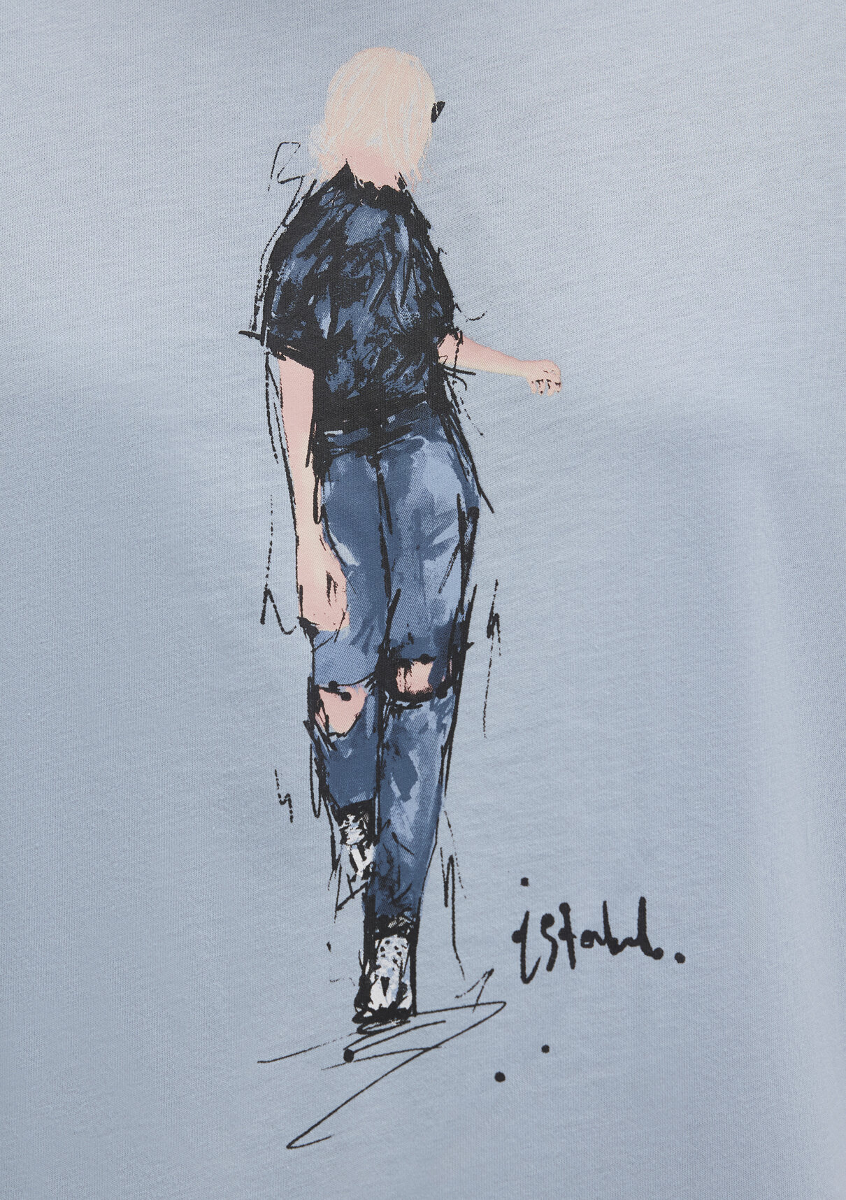 Mavi Denim Kız Baskılı Mavi İstanbul Tişört görsel 6