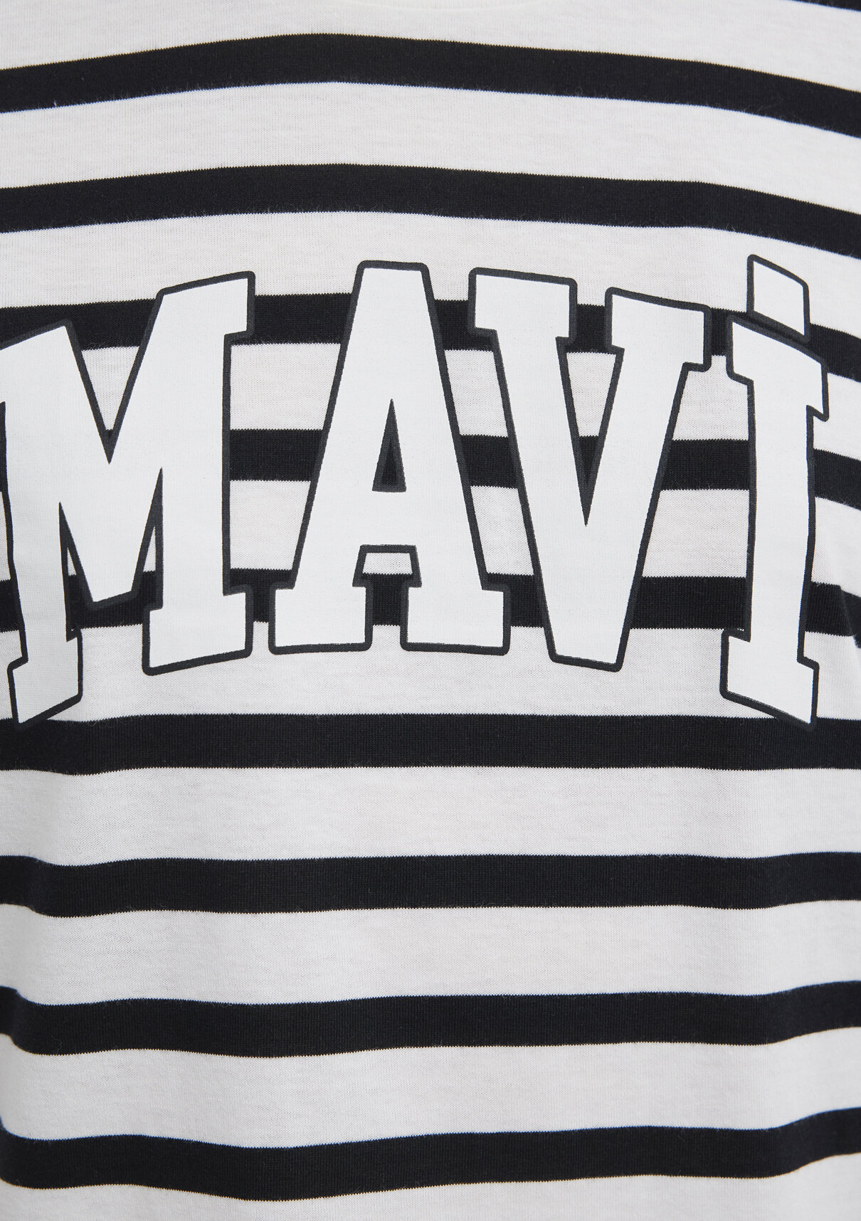 Mavi Logo Baskılı Siyah Çizgili Tişört görsel 7