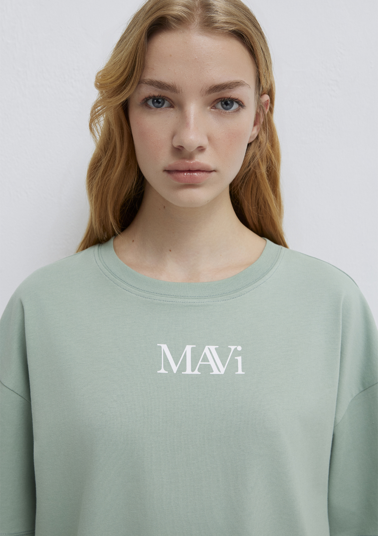 Mavi Logo Baskılı Yeşil Tişört görsel 7