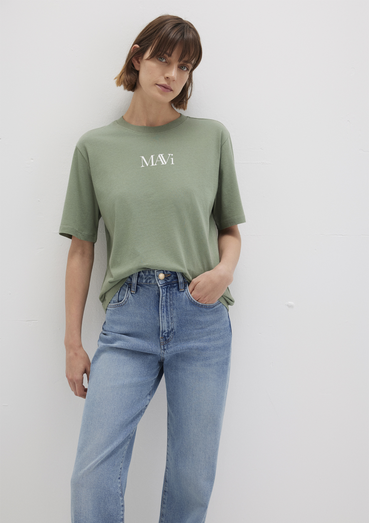 Mavi Logo Baskılı Yeşil Tişört görsel 3