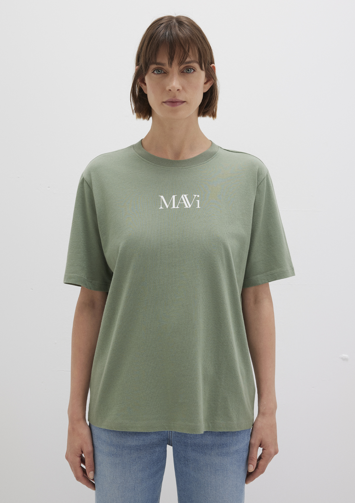 Mavi Logo Baskılı Yeşil Tişört görsel 4