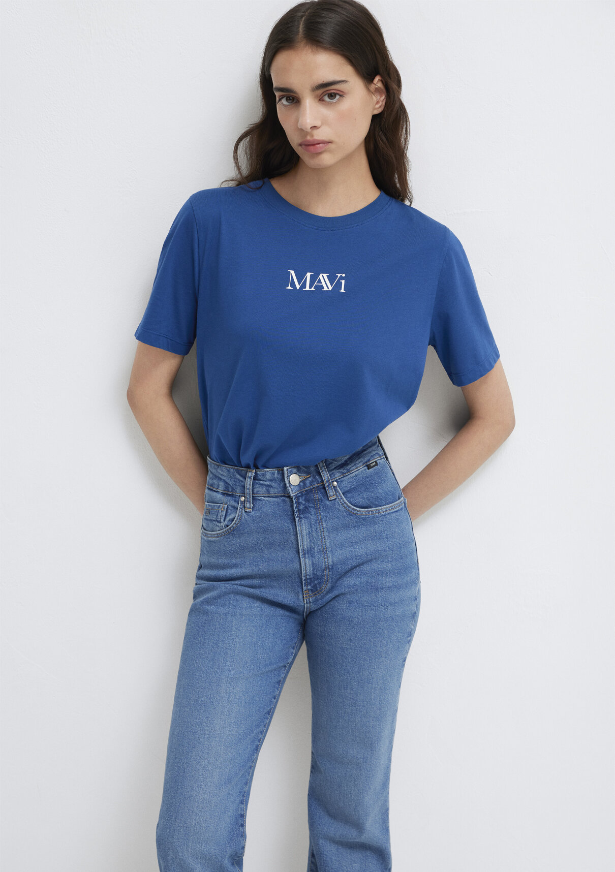 Mavi Logo Baskılı Lacivert Tişört