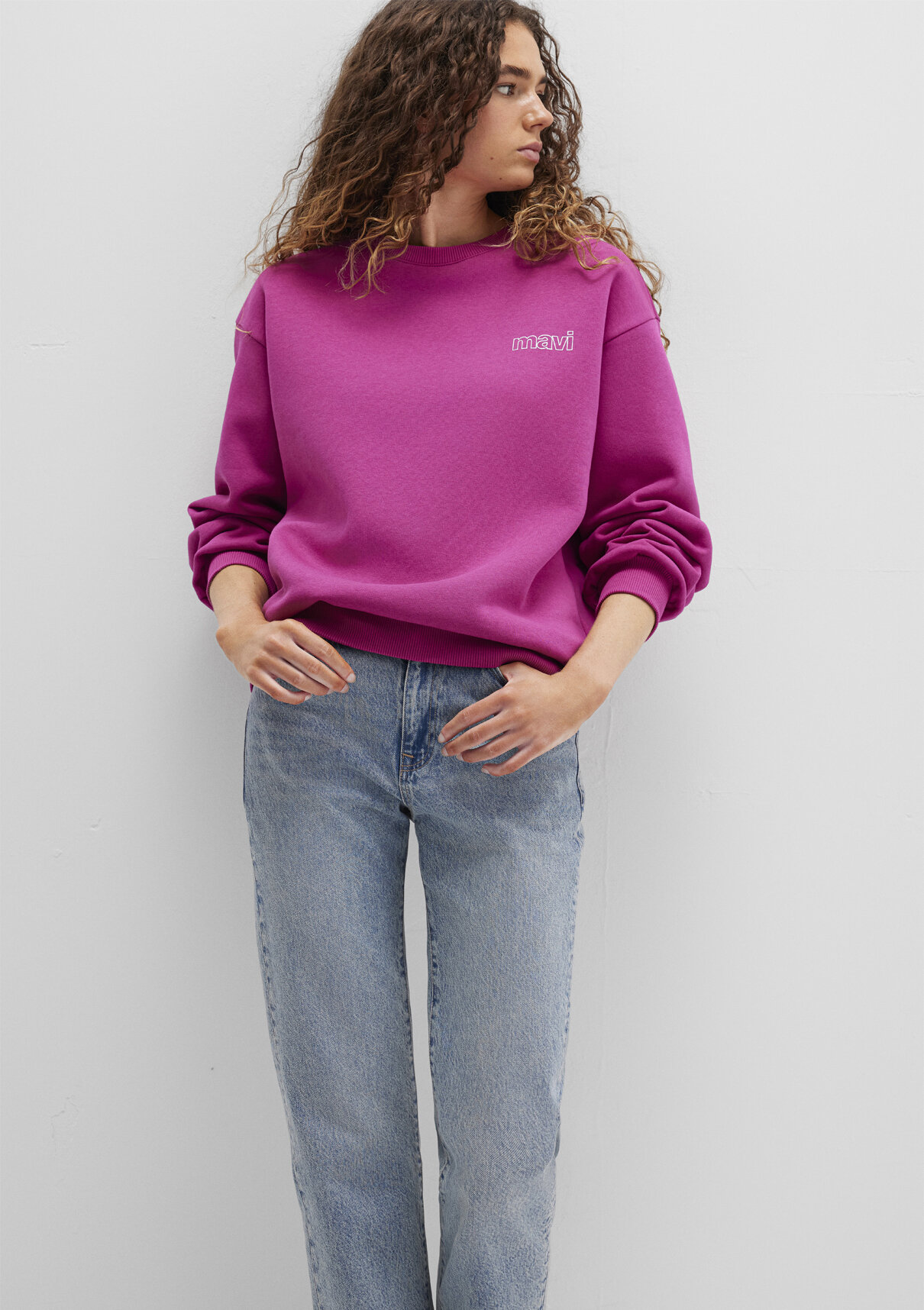 Mavi Logo Baskılı Pembe Sweatshirt