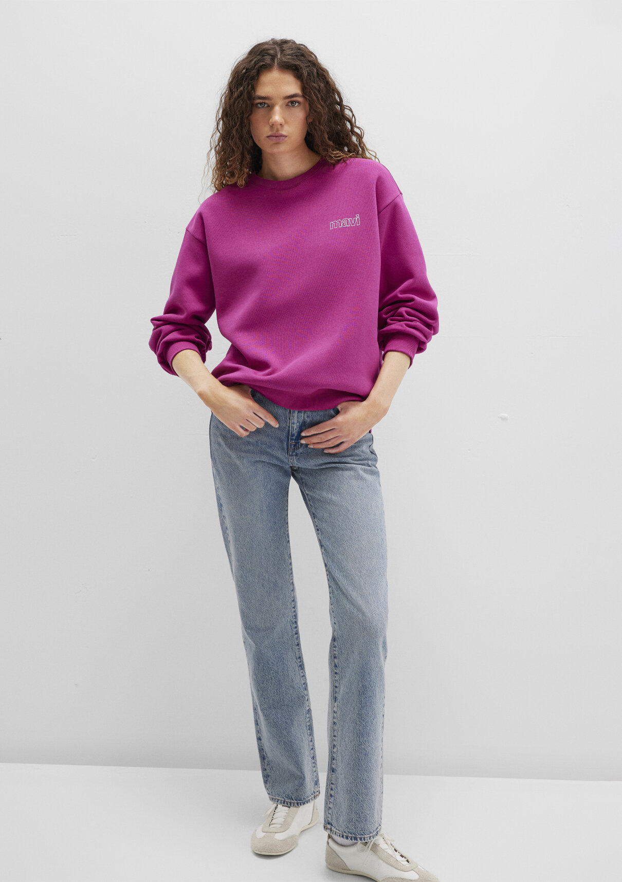 Mavi Logo Baskılı Pembe Sweatshirt görsel 2