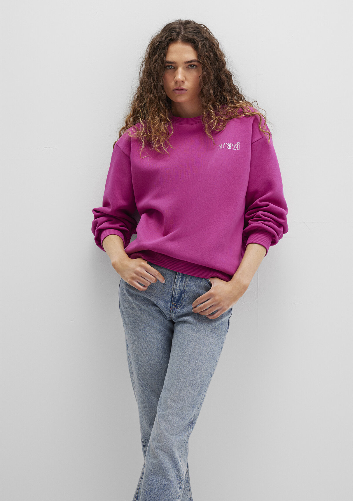Mavi Logo Baskılı Pembe Sweatshirt görsel 3