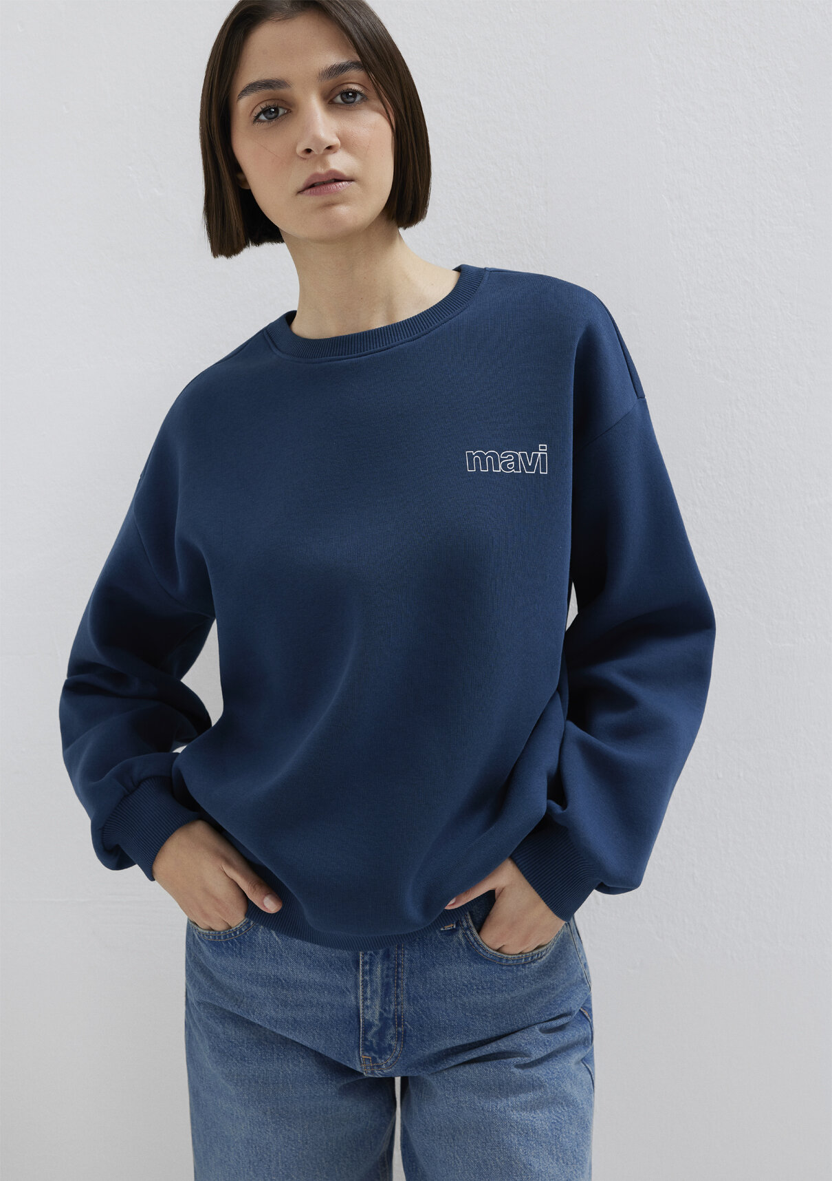 Mavi Logo Baskılı Lacivert Sweatshirt görsel 2
