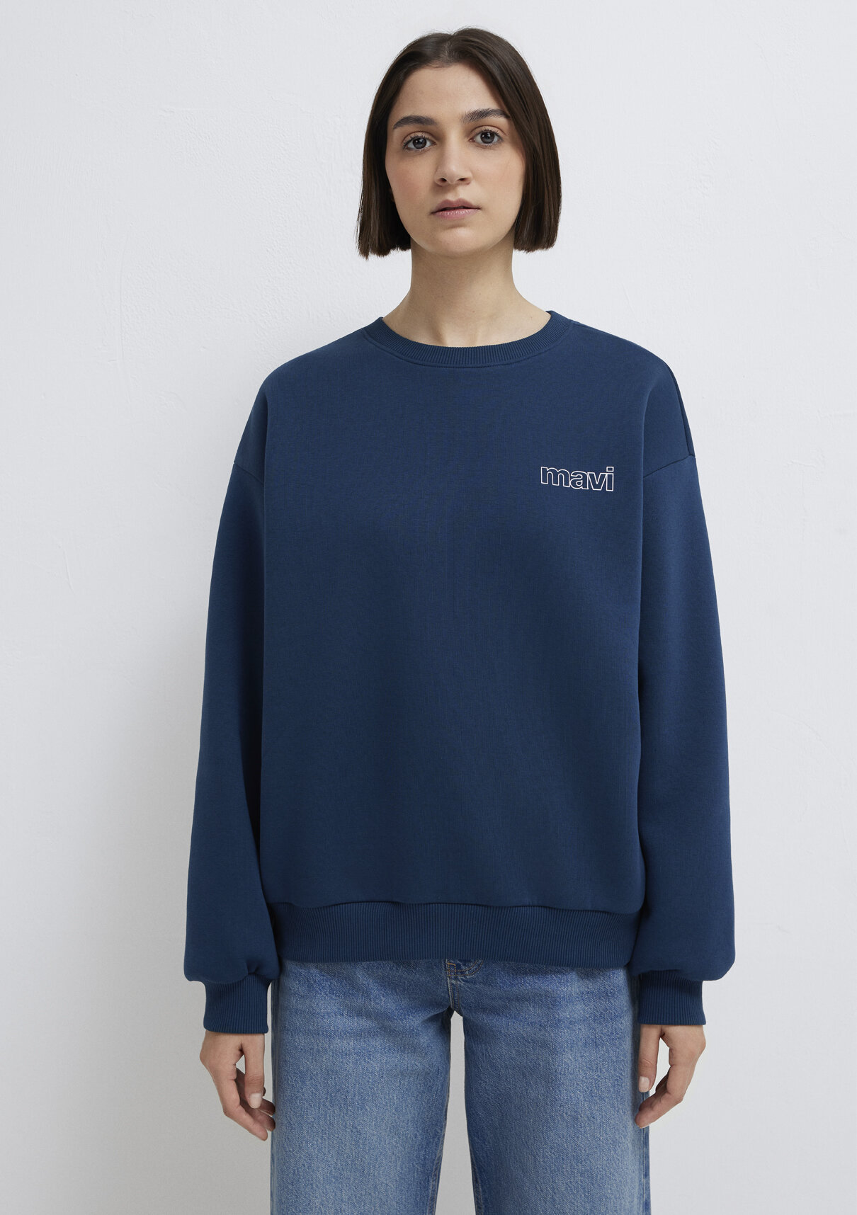 Mavi Logo Baskılı Lacivert Sweatshirt görsel 4