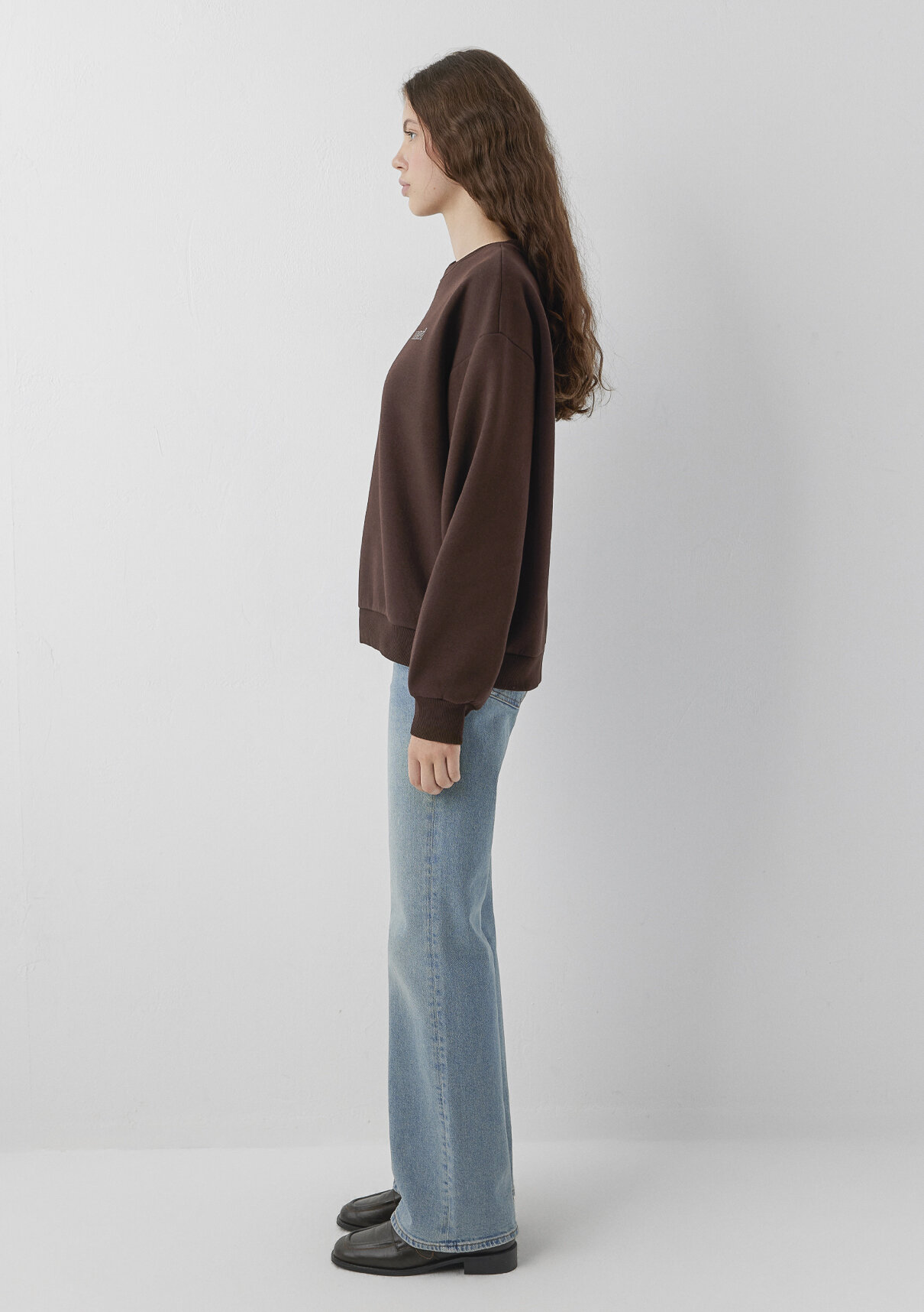 Mavi Logo Baskılı Kahverengi Sweatshirt görsel 4