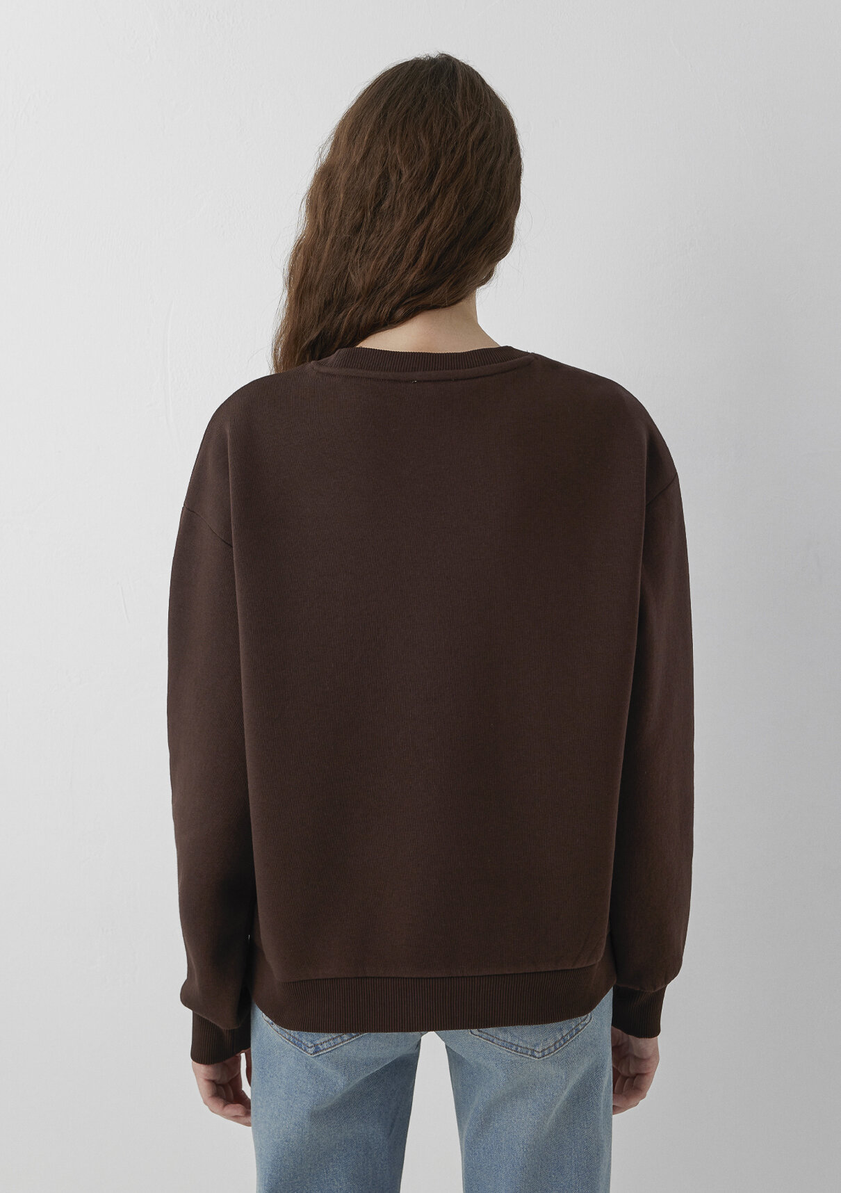 Mavi Logo Baskılı Kahverengi Sweatshirt görsel 5