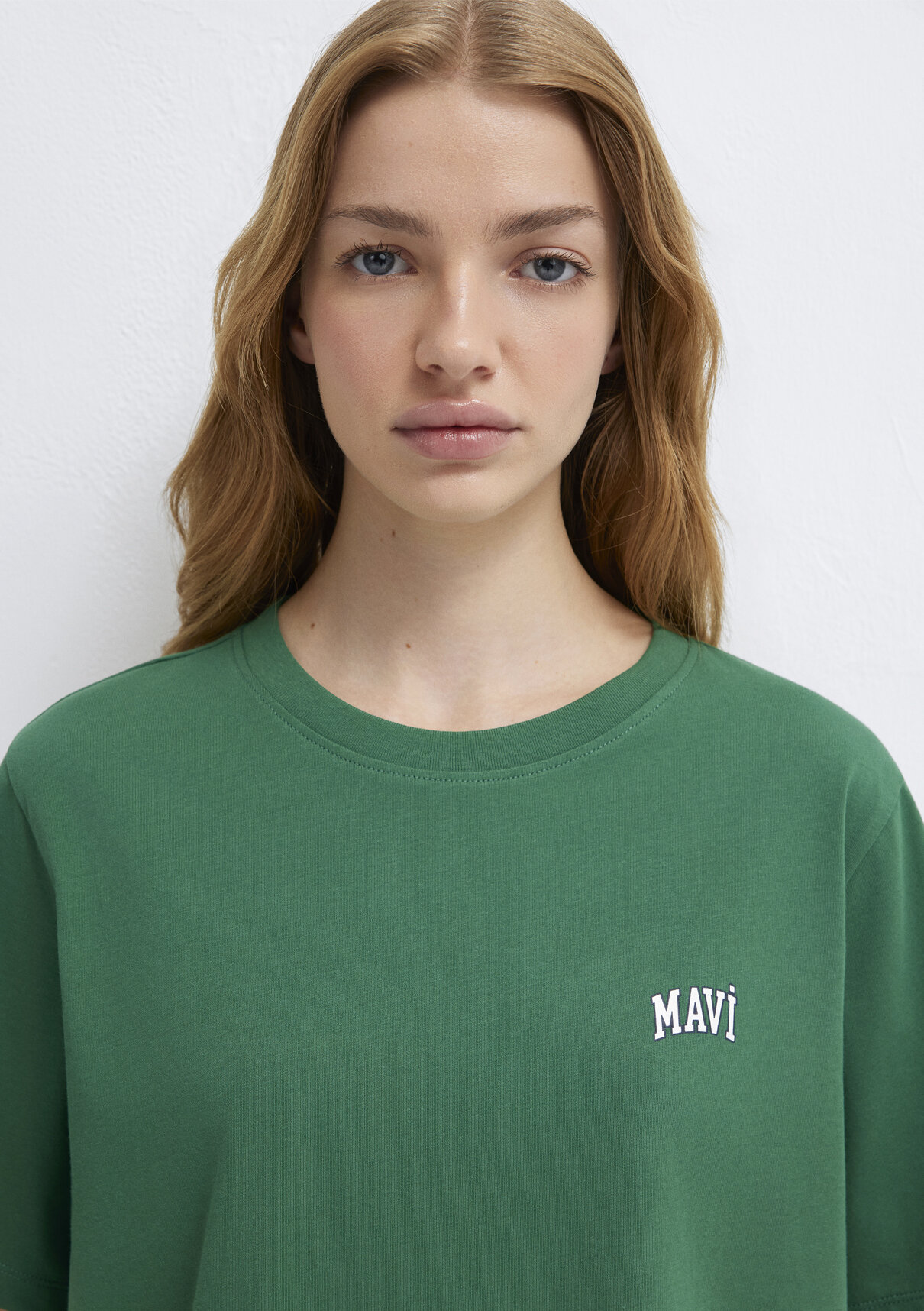 Mavi Logo Baskılı Yeşil Tişört görsel 6