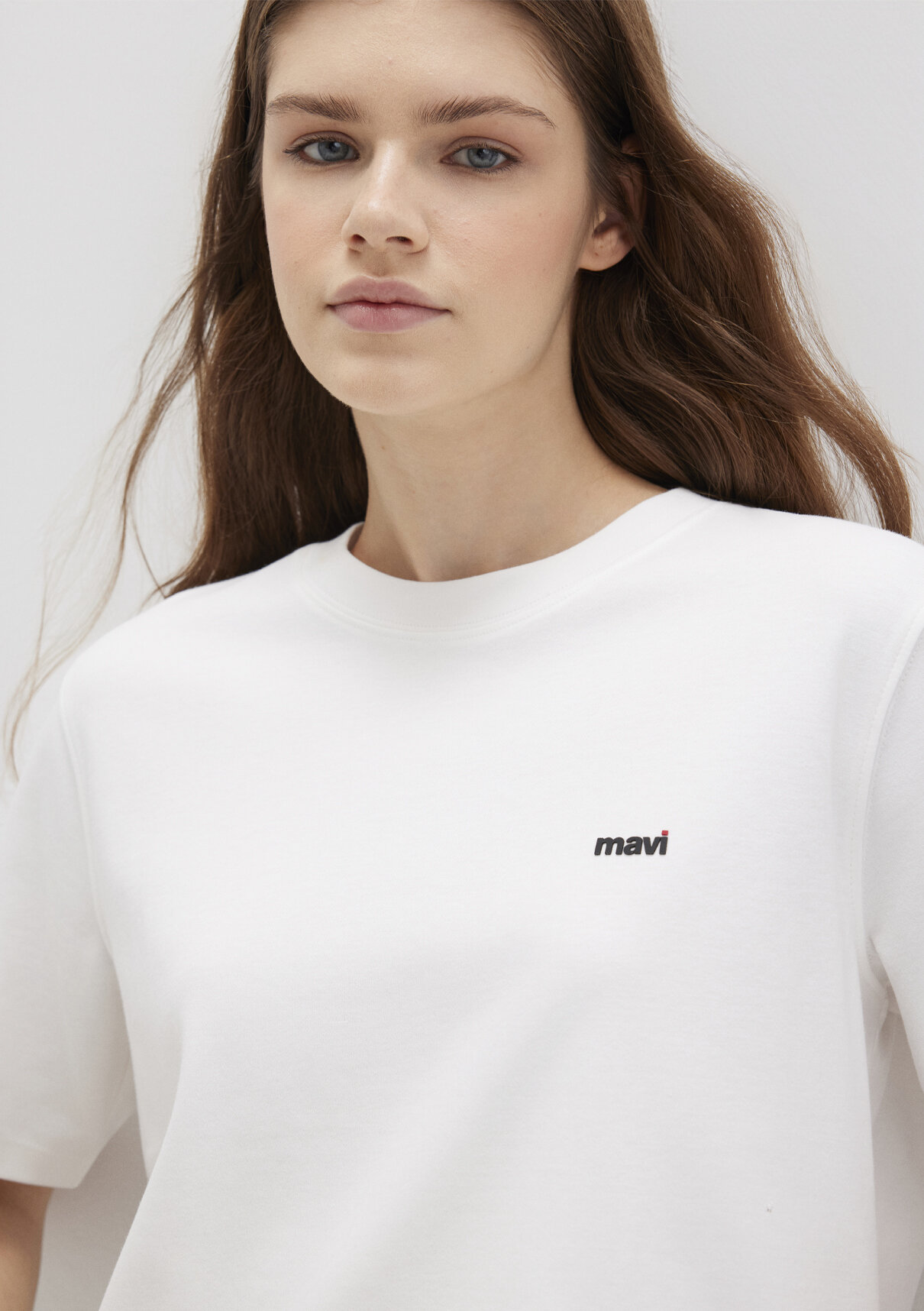 Mavi Mini Mavi Logo Baskılı İnterlok Beyaz Basic Tişört
