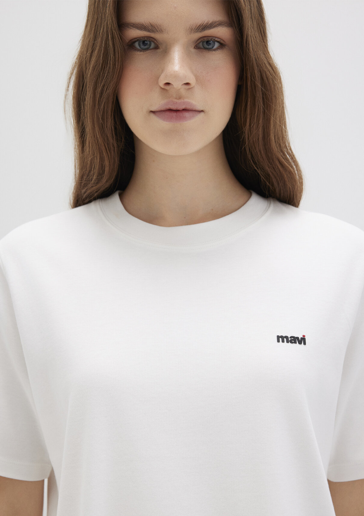 Mavi Mini Mavi Logo Baskılı İnterlok Beyaz Basic Tişört görsel 6