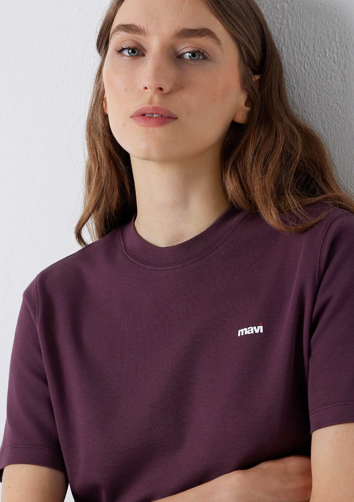 Mavi Mini Mavi Logo Baskılı İnterlok Mor Basic Tişört