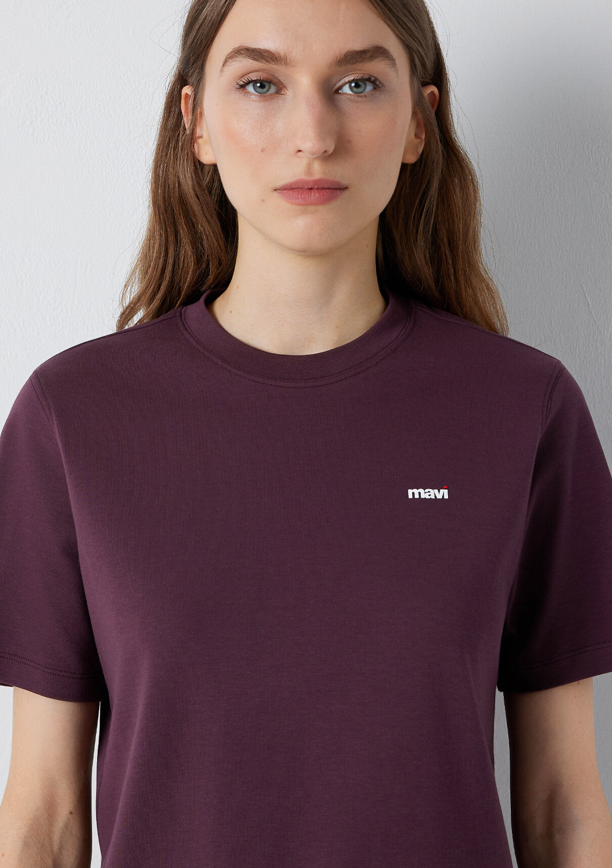 Mavi Mini Mavi Logo Baskılı İnterlok Mor Basic Tişört görsel 6