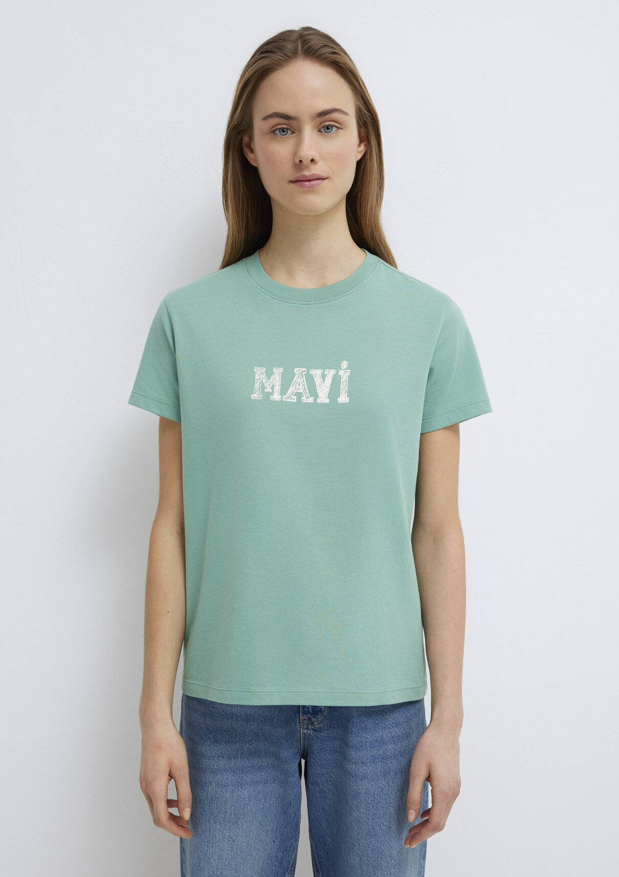 Mavi Baskılı Yeşil Tişört görsel 4