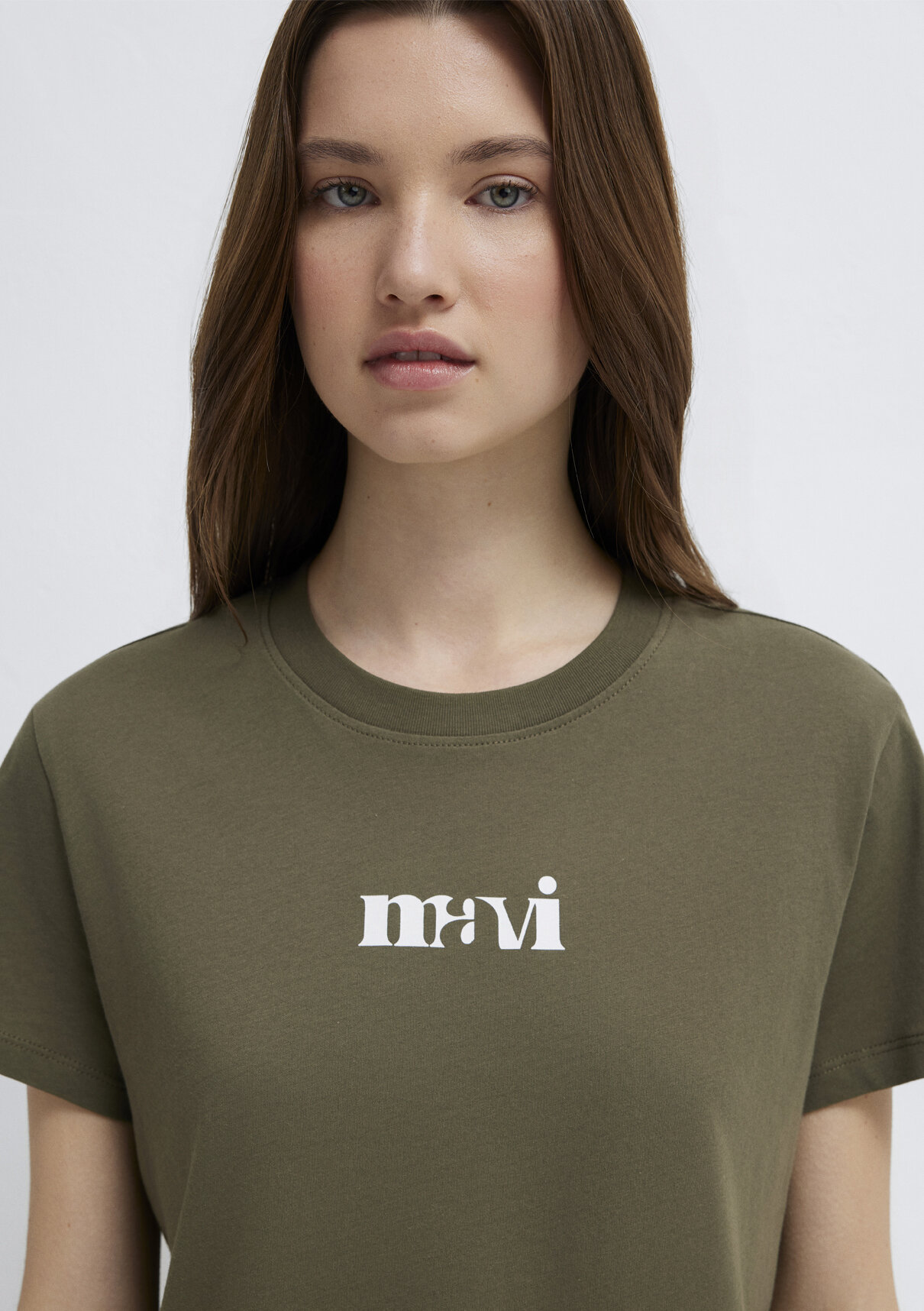 Mavi Logo Baskılı Yeşil Tişört görsel 7