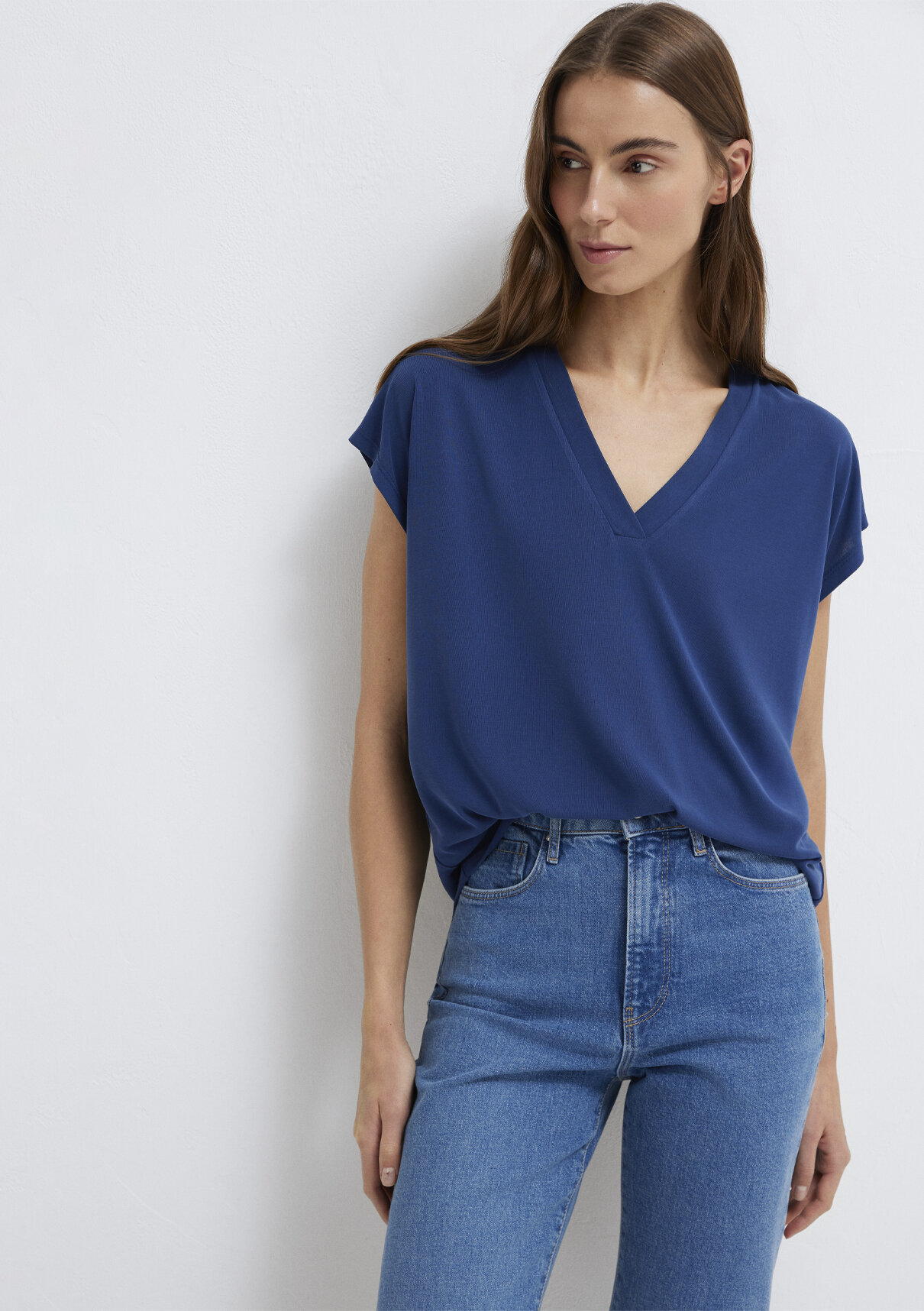Mavi Soft-Premium Lacivert (TENCEL™) Modal Karışımlı V Yaka Tişört görsel 3