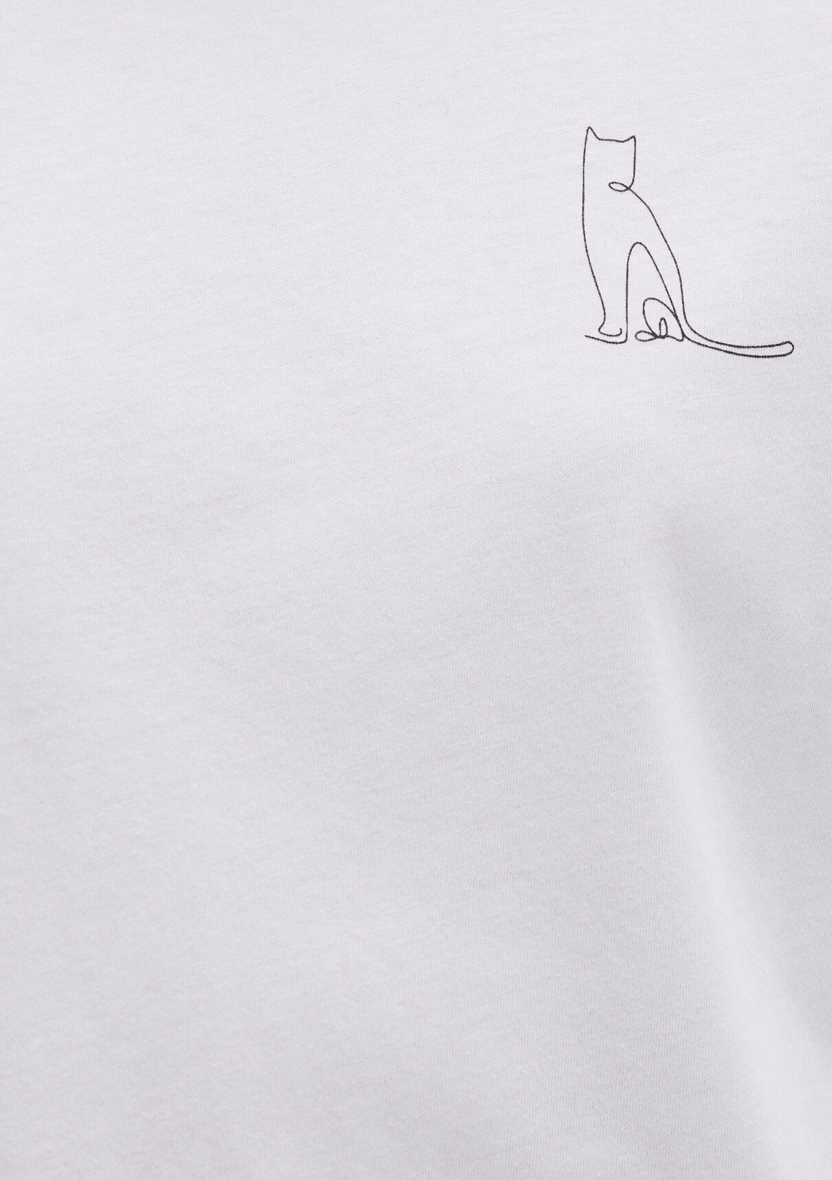 Mavi Kedi Baskılı Beyaz Tişört görsel 6