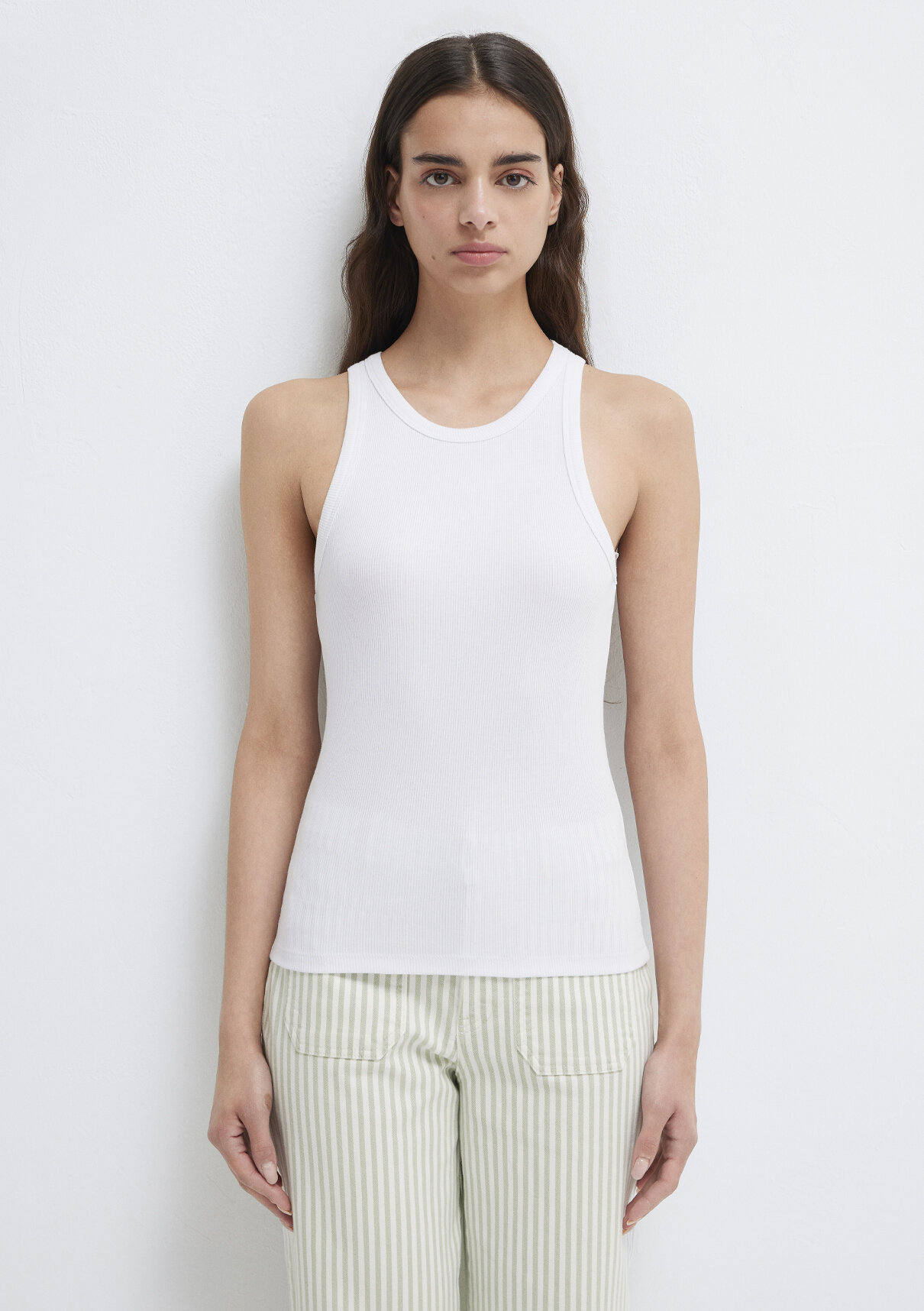 Mavi Halter Yaka Beyaz Basic Atlet görsel 3