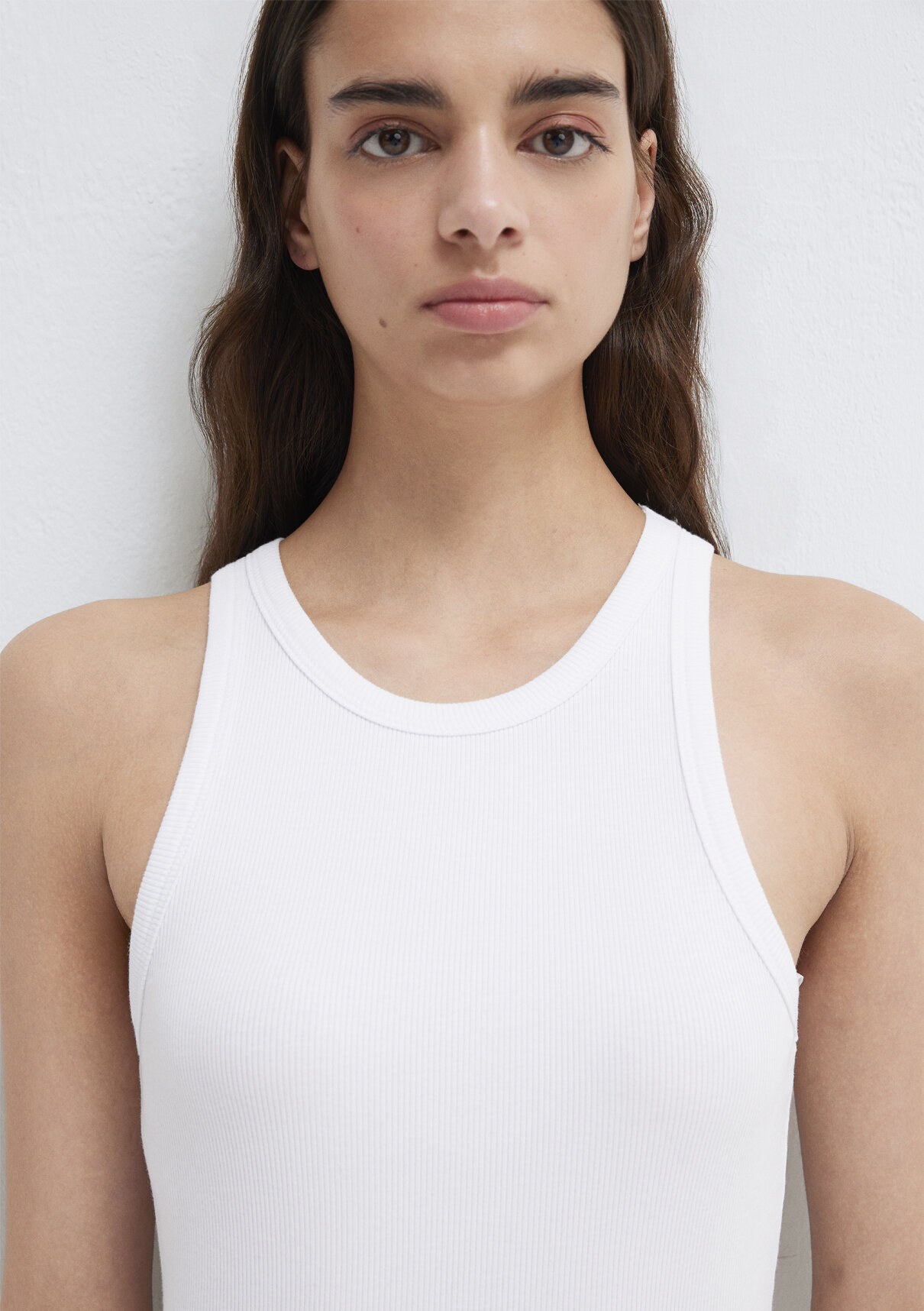 Mavi Halter Yaka Beyaz Basic Atlet görsel 6