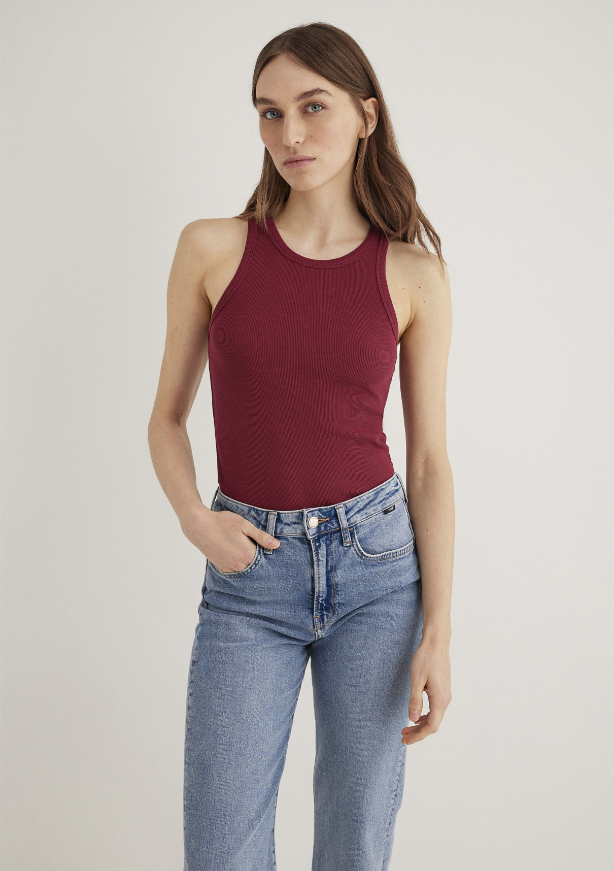Mavi Halter Yaka Bordo Basic Atlet görsel 2