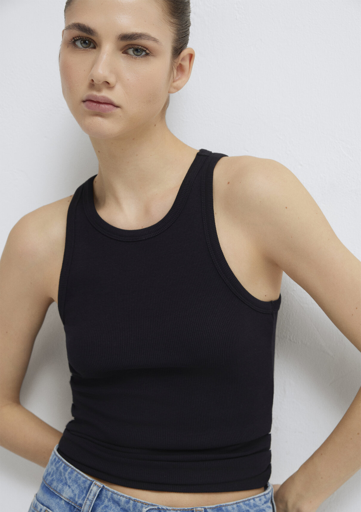 Mavi Halter Yaka Siyah Basic Atlet görsel 2