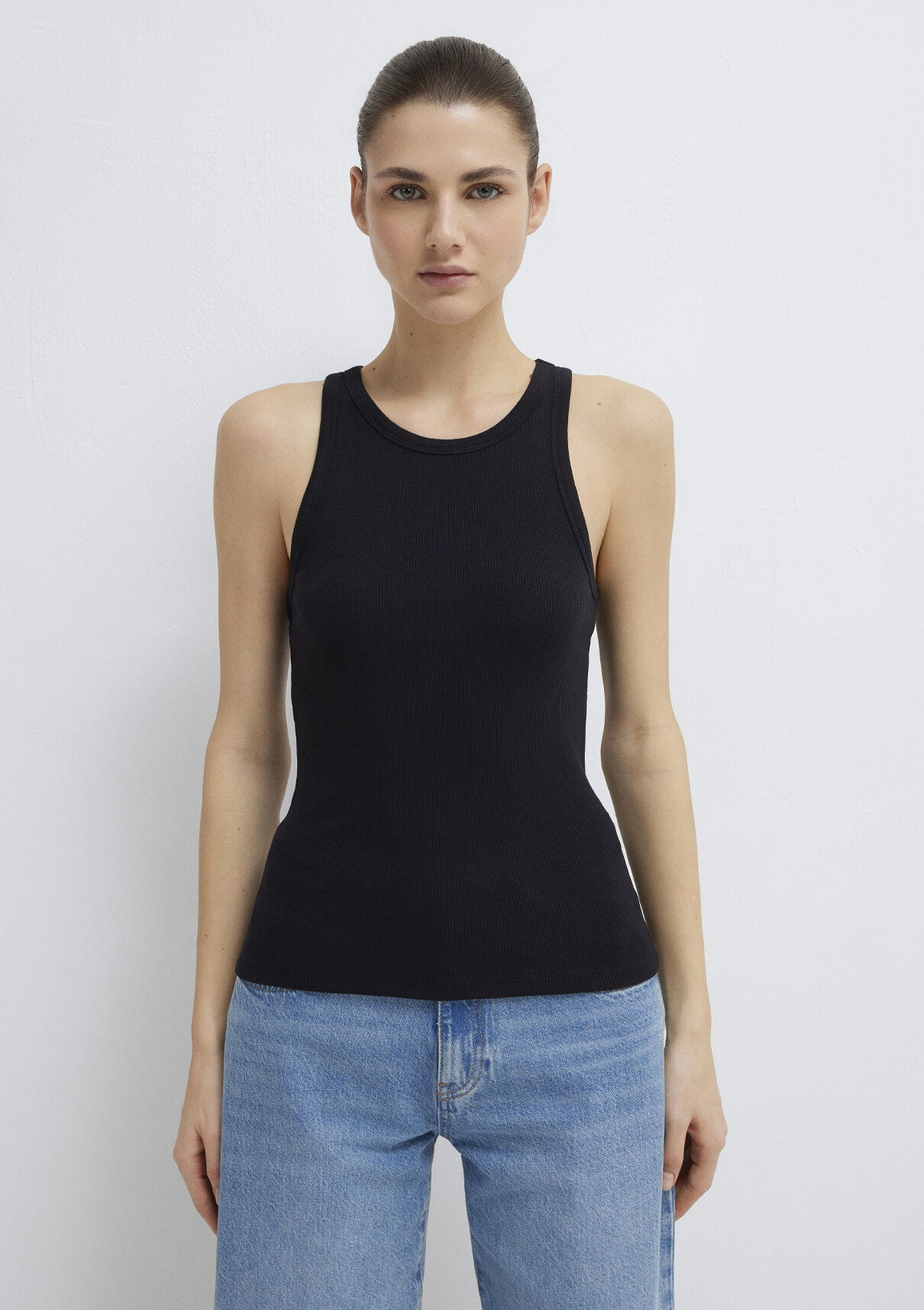 Mavi Halter Yaka Siyah Basic Atlet görsel 3
