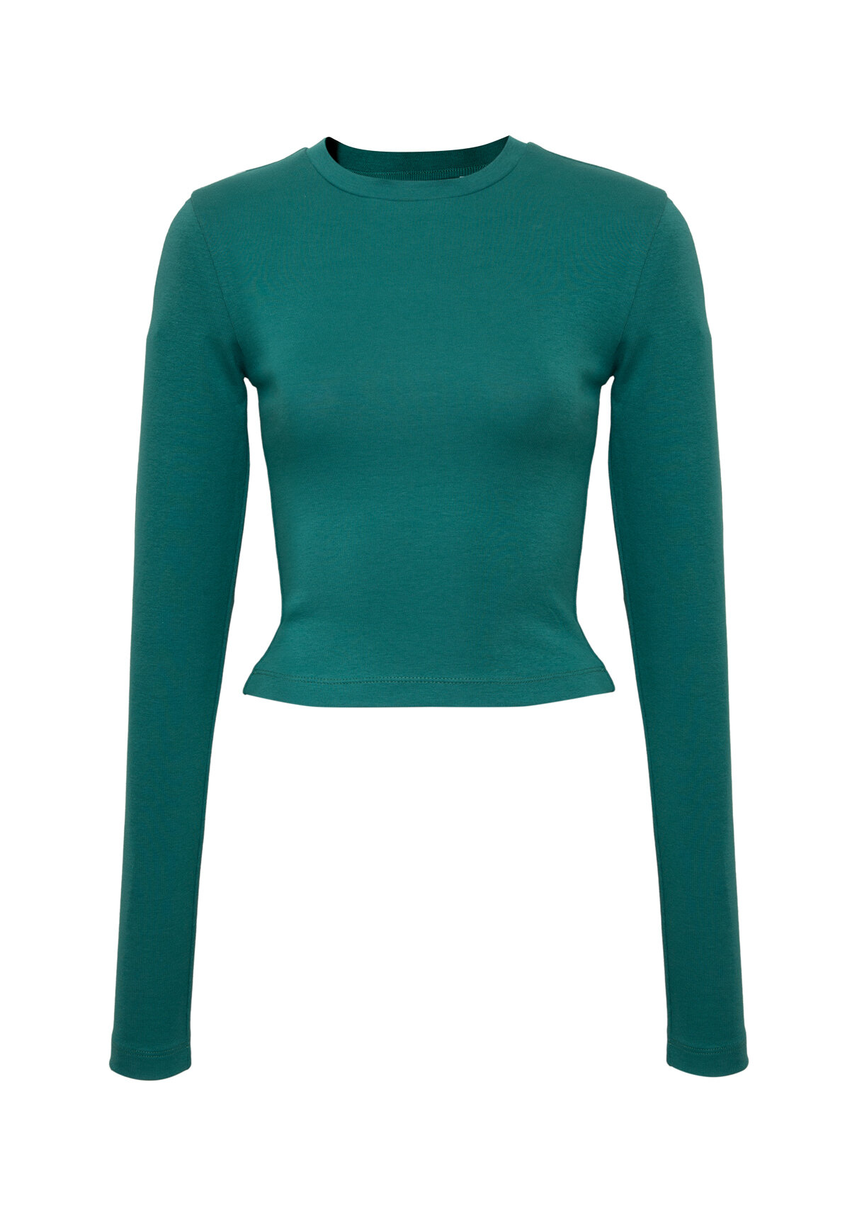 Mavi Uzun Kollu Yeşil Crop Basic Tişört görsel 6
