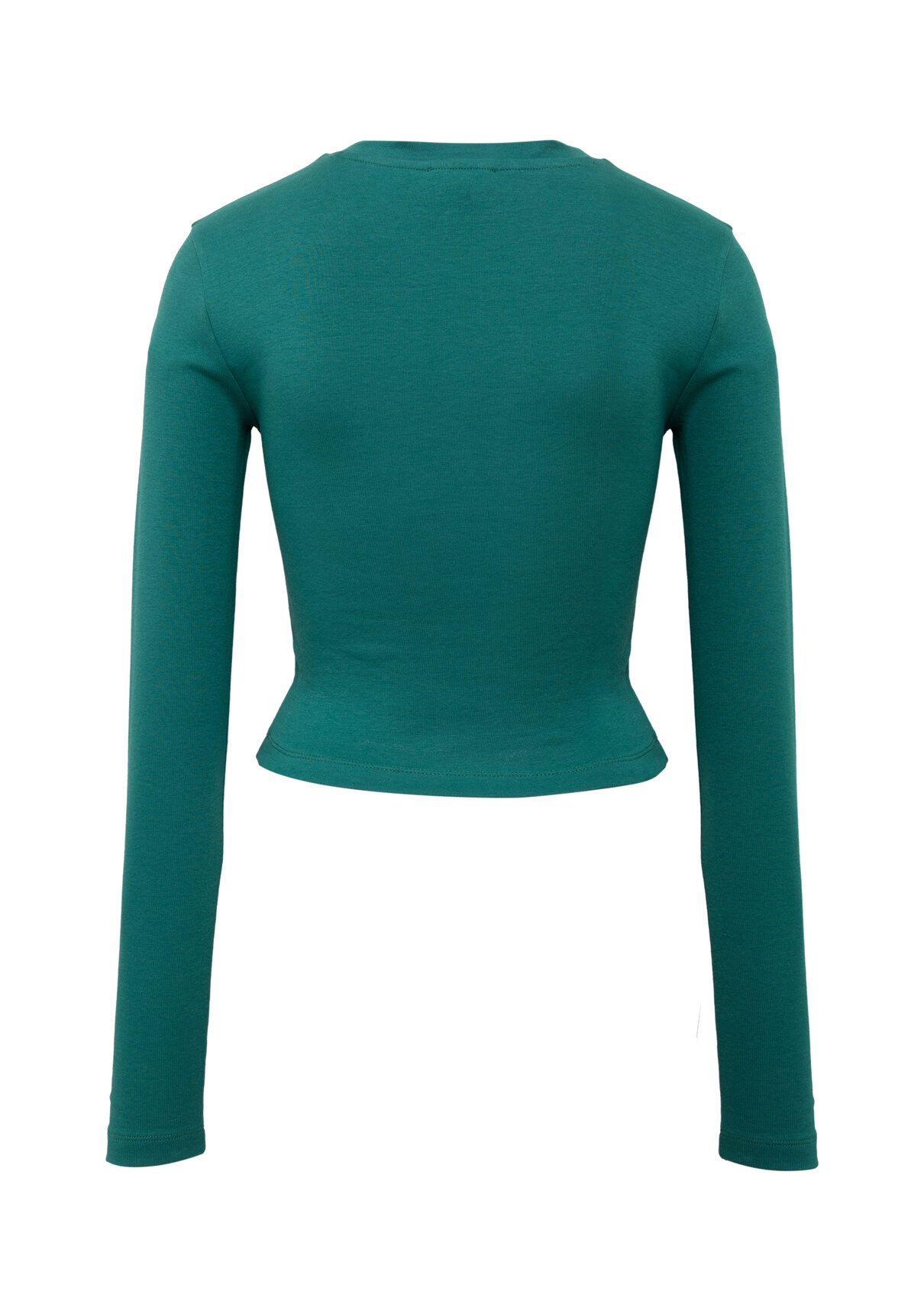 Mavi Uzun Kollu Yeşil Crop Basic Tişört görsel 7