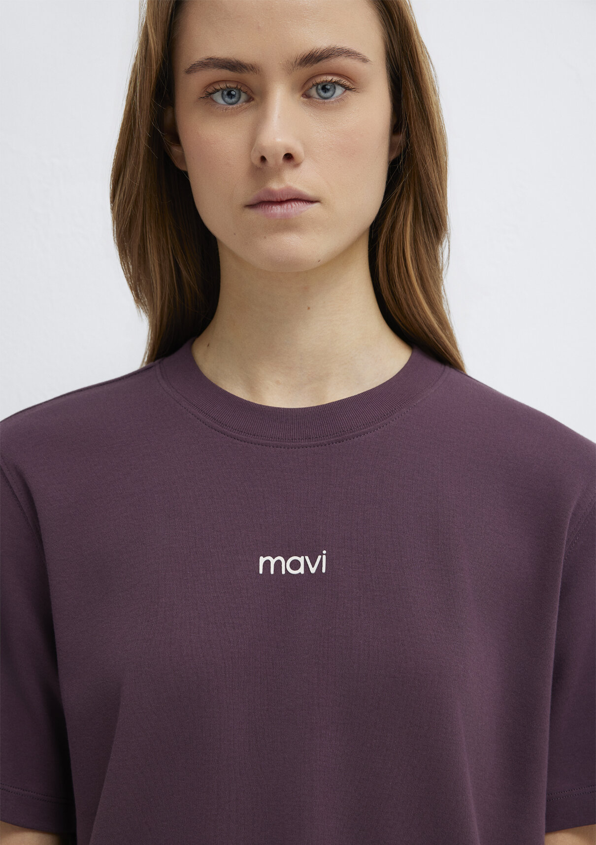 Mavi Logo Baskılı İnterlok Mor Tişört görsel 6