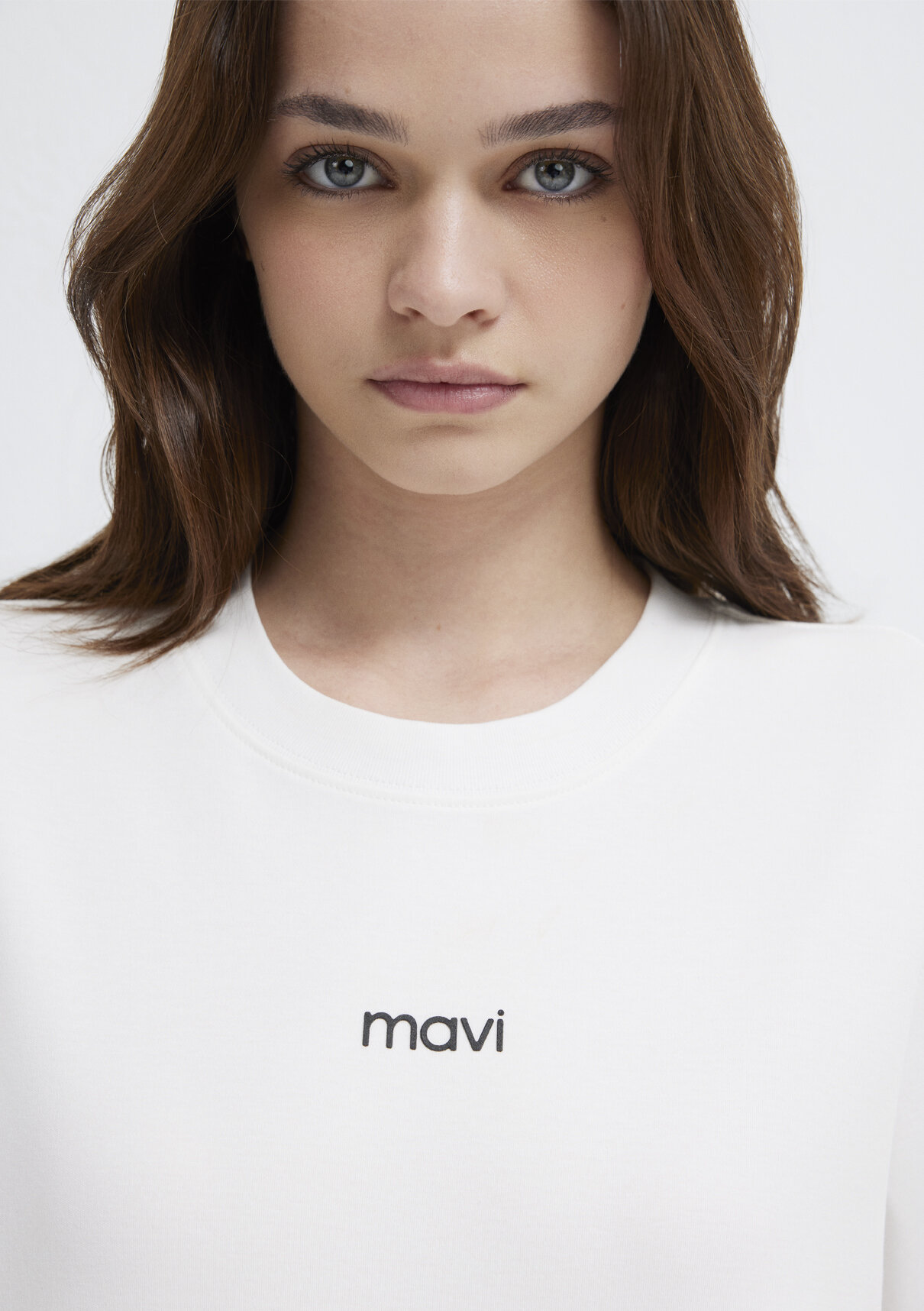 Mavi Logo Baskılı İnterlok Beyaz Tişört görsel 6