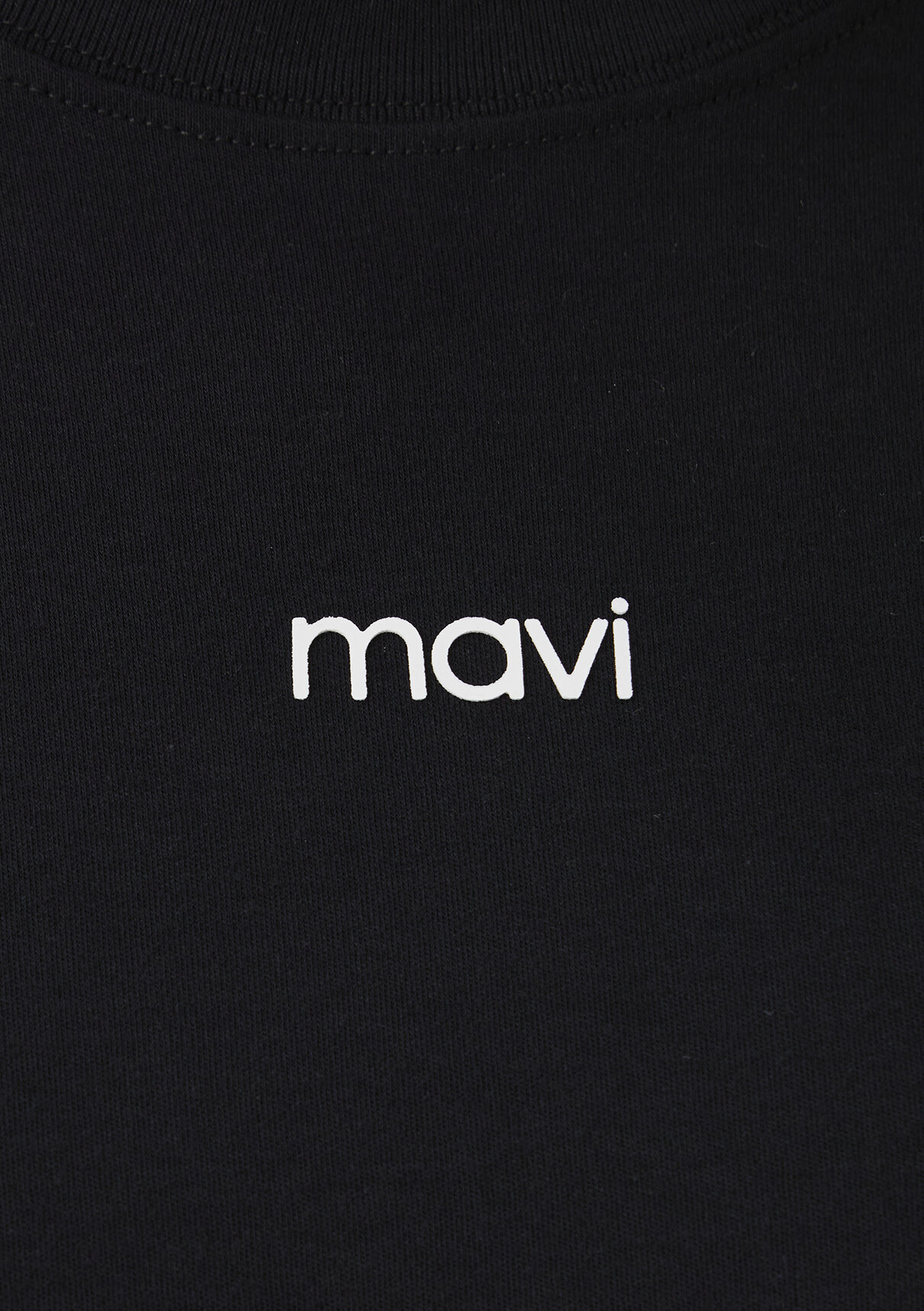 Mavi Logo Baskılı İnterlok Siyah Tişört görsel 7
