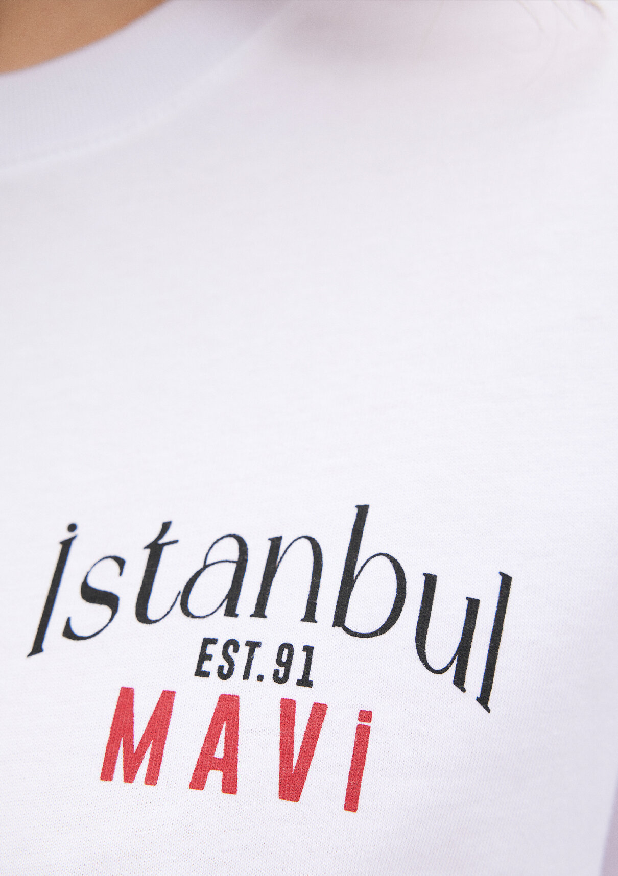 Mavi İstanbul Baskılı Beyaz Tişört görsel 6