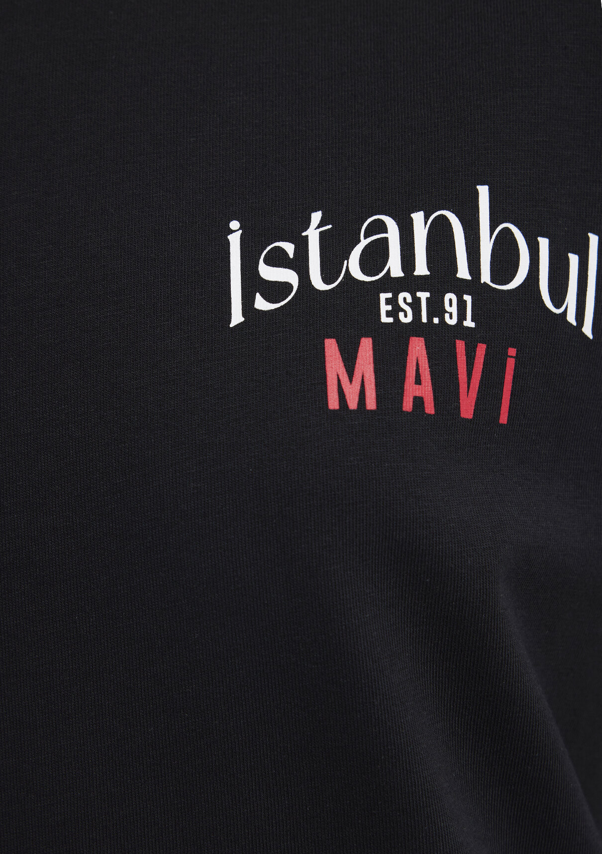 Mavi İstanbul Baskılı Siyah Tişört görsel 8