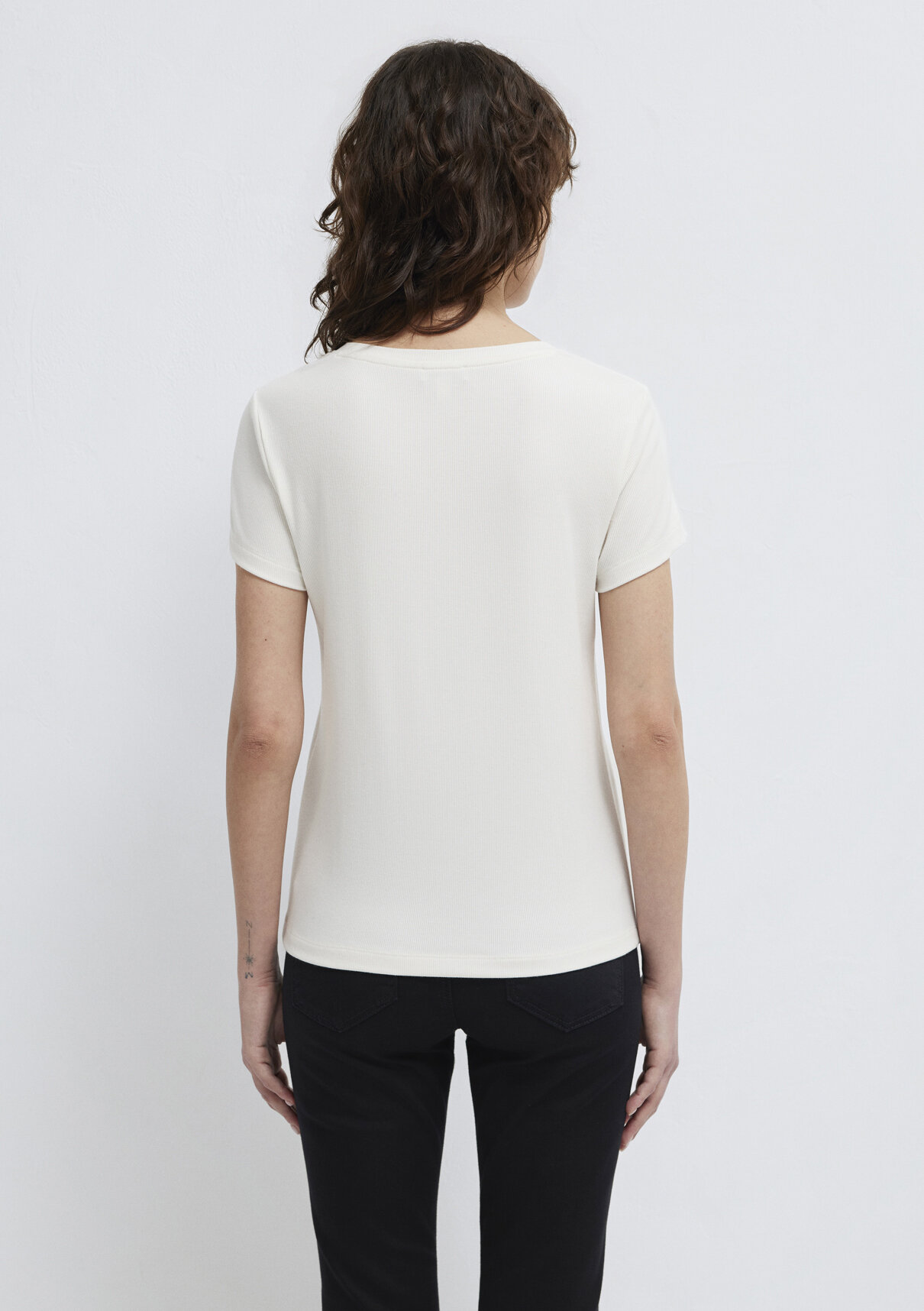 Mavi (TENCEL™) Modal Karışımlı Beyaz Basic Tişört görsel 6