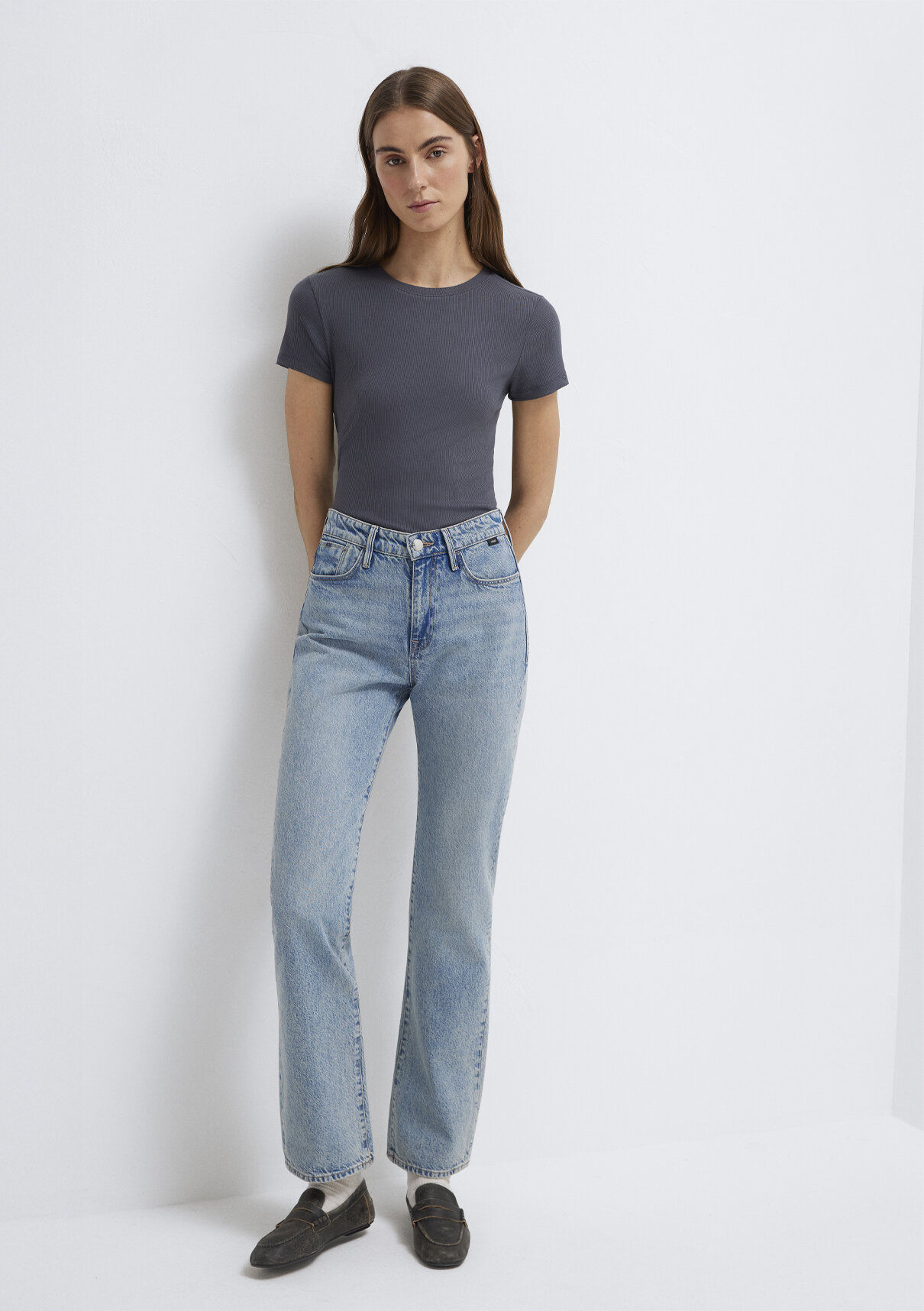 Mavi Antrasit (TENCEL™) Modal Karışımlı Basic Tişört görsel 2