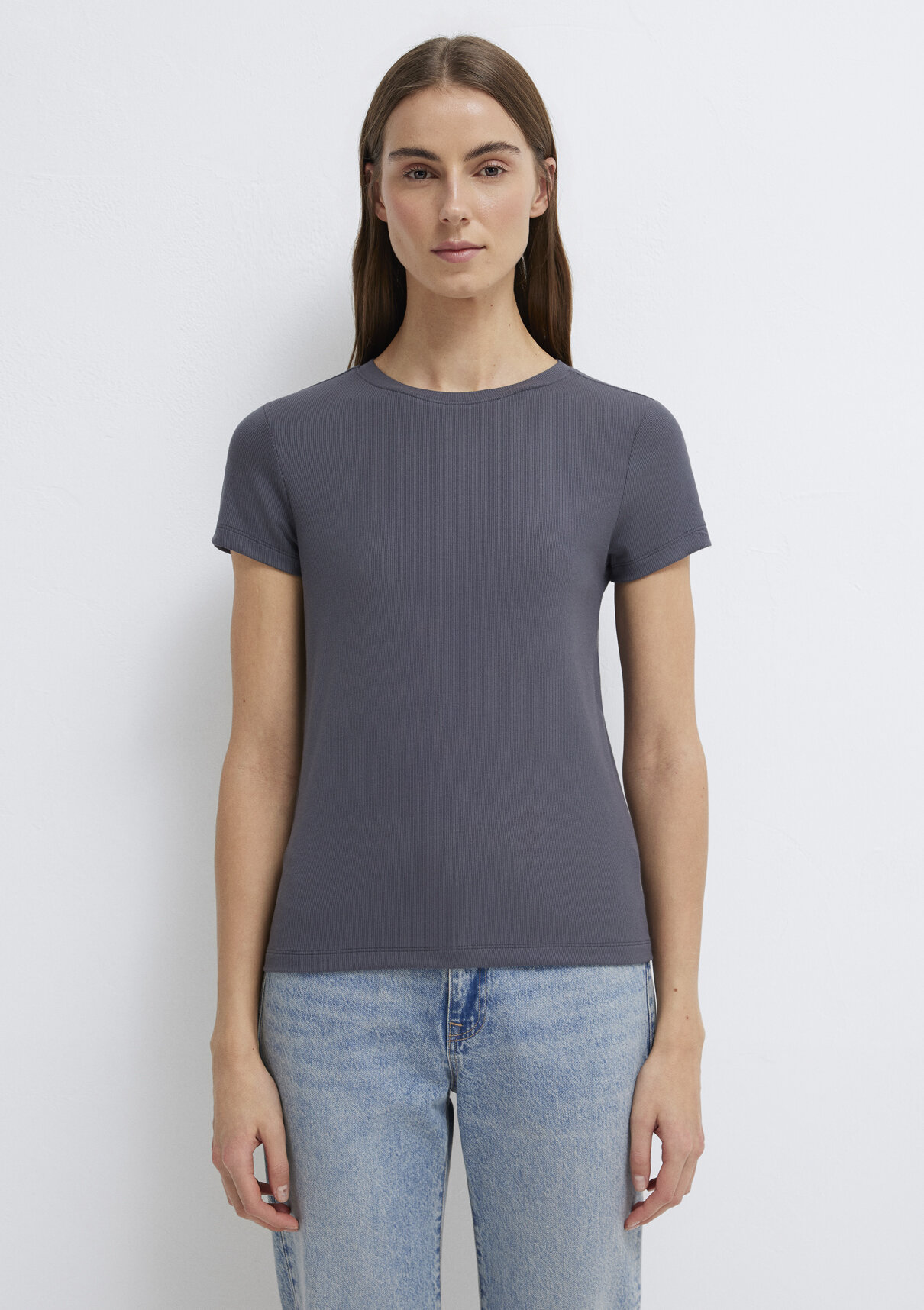 Mavi Antrasit (TENCEL™) Modal Karışımlı Basic Tişört görsel 3